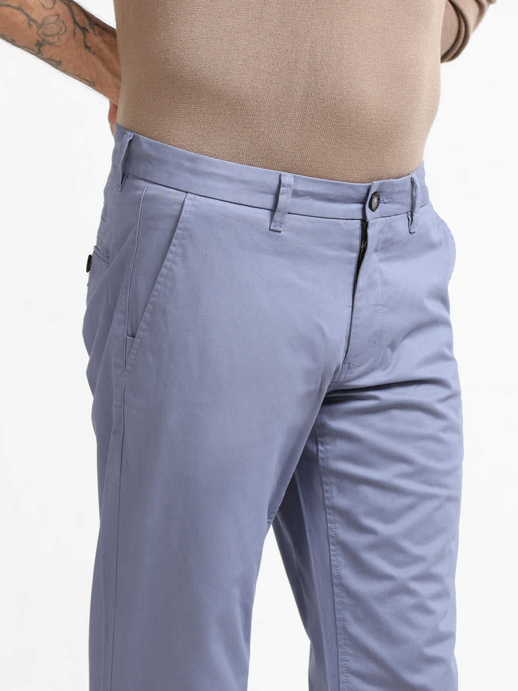 Men - Airforce Blue - Slim Fit - Formal Trouser