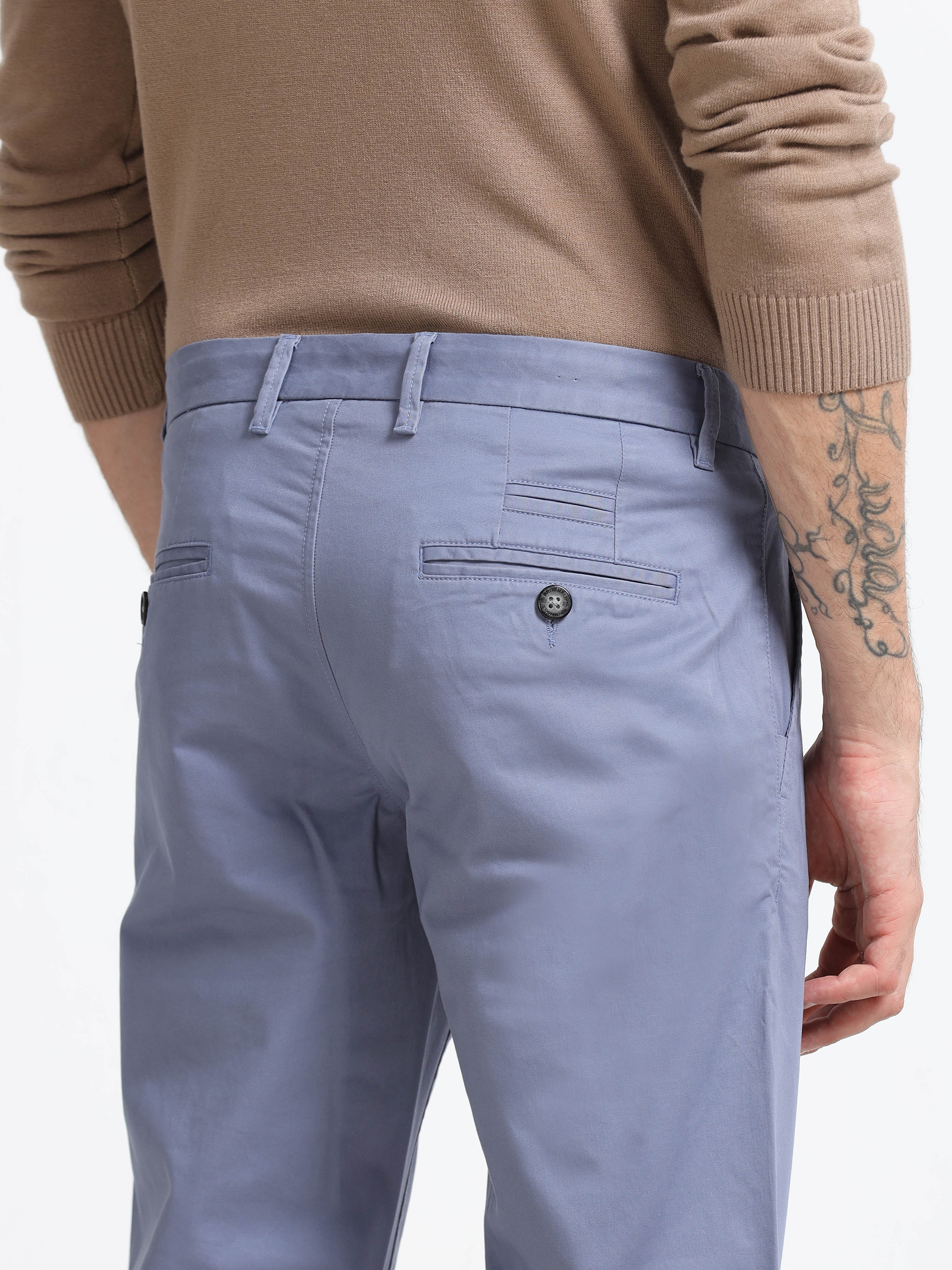Men - Airforce Blue - Slim Fit - Formal Trouser