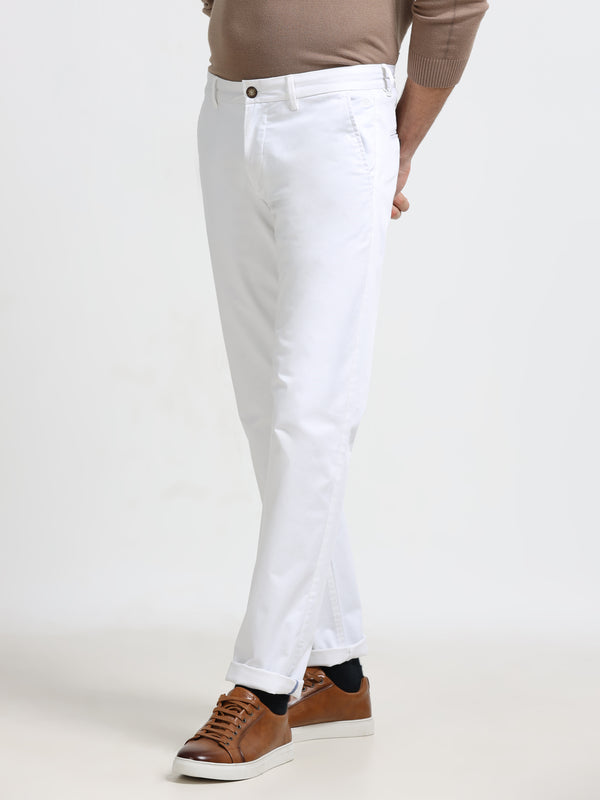 Men - White - Slim Fit - Formal Trouser