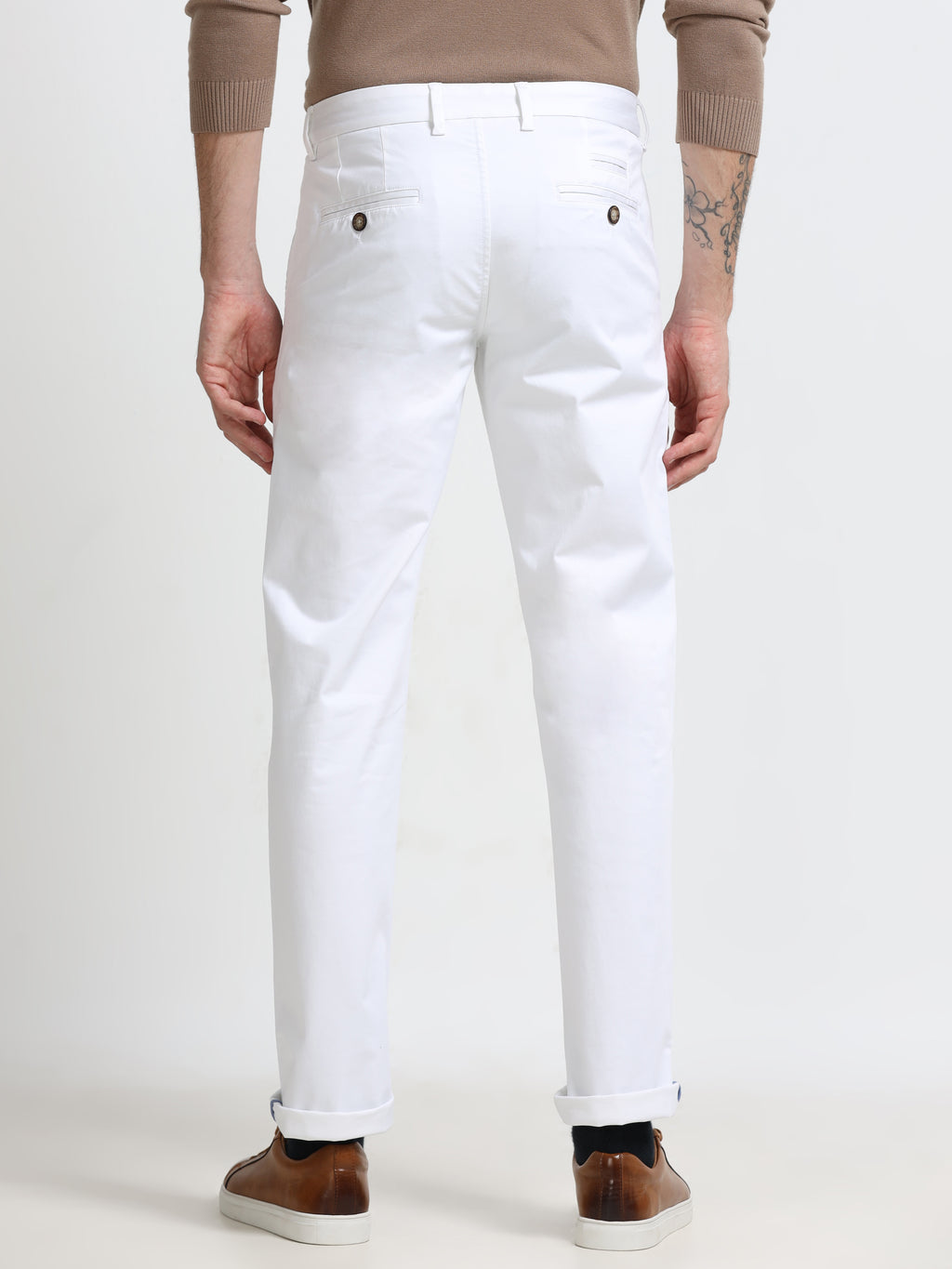 Men - White - Slim Fit - Formal Trouser
