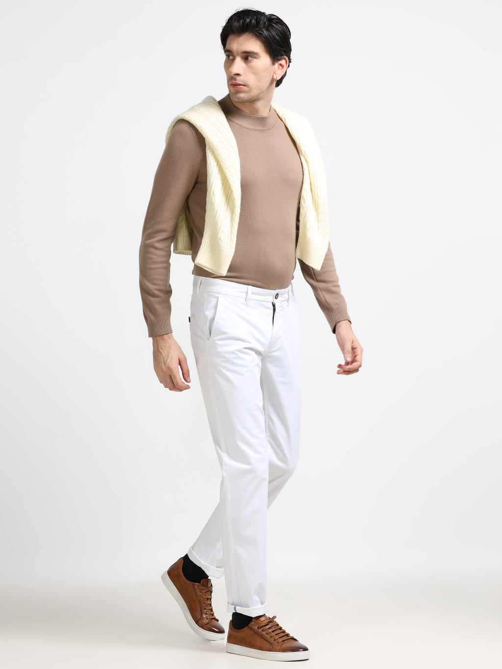Men - White - Slim Fit - Formal Trouser
