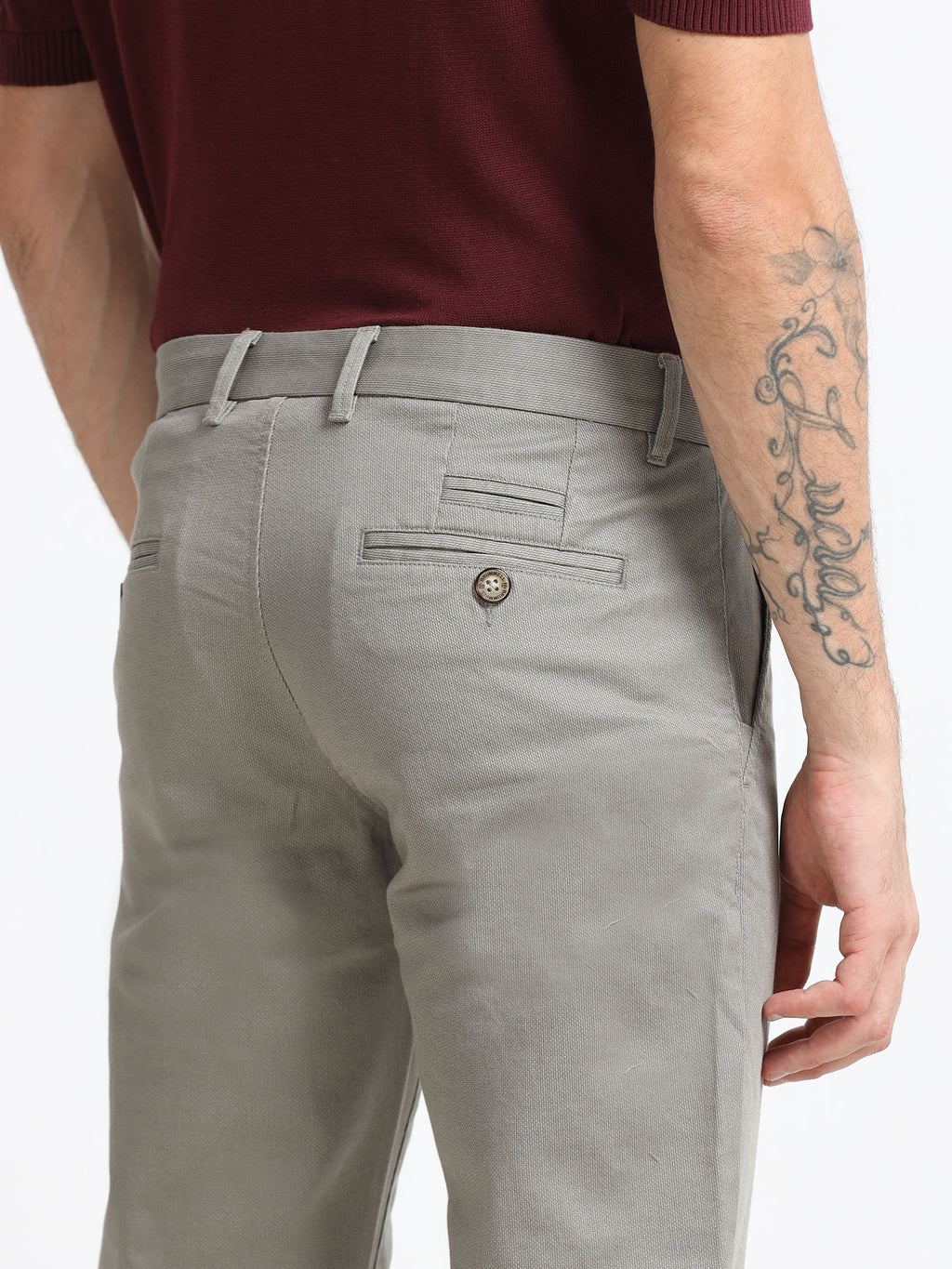 Men - Light Olive - Slim Fit - Formal Trouser