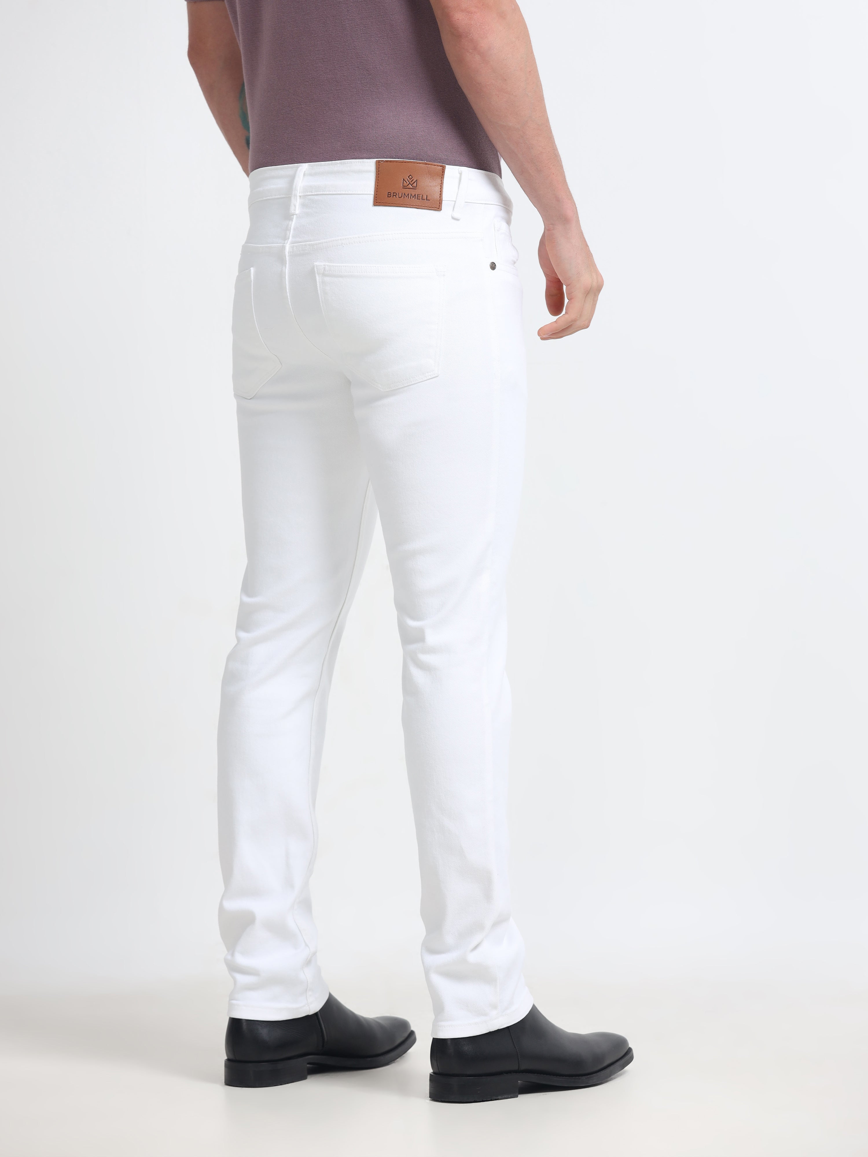 Men - White - Slim Fit - Formal Trouser