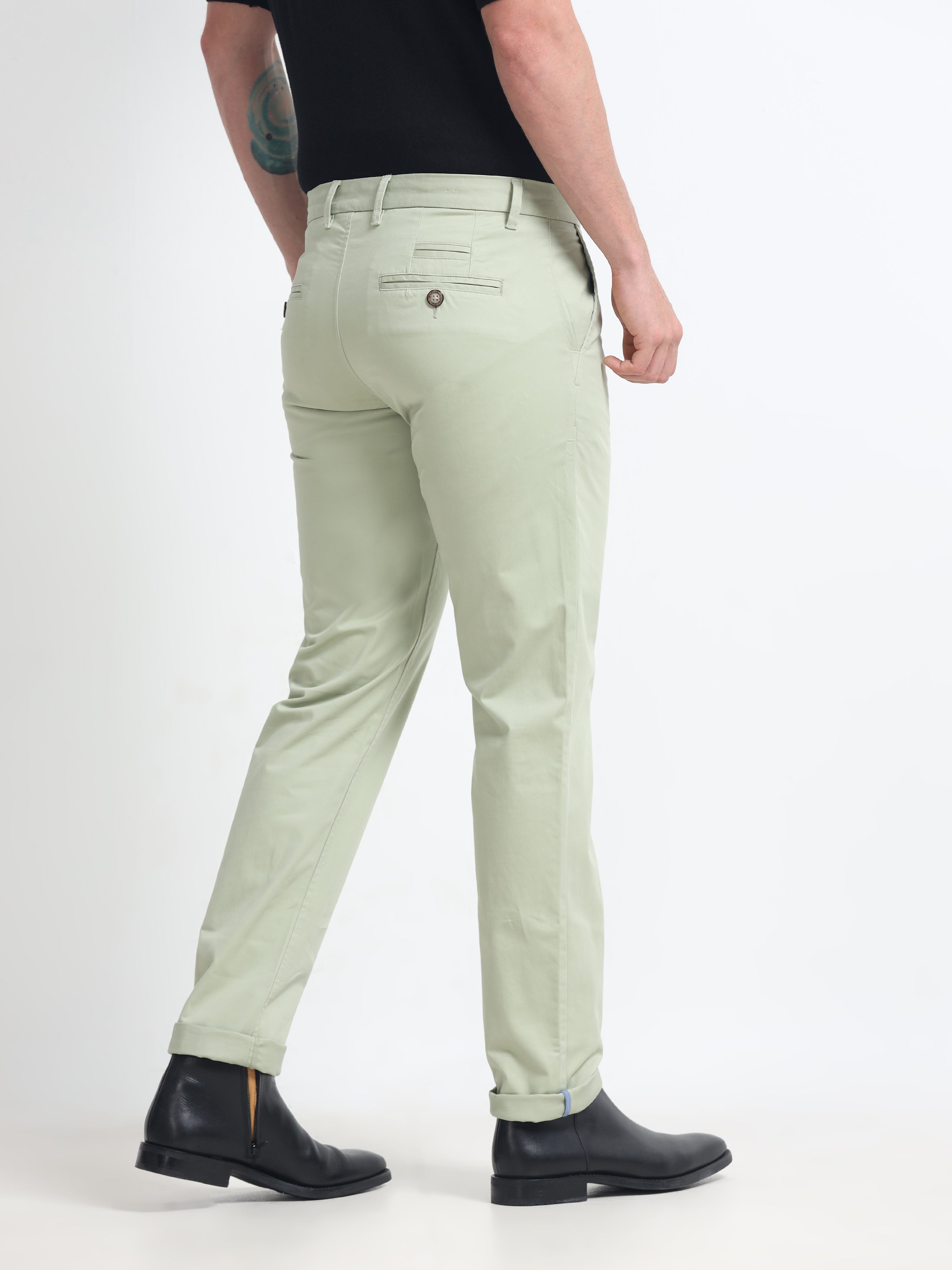 Men - Pista Green - Slim Fit - Formal Trouser