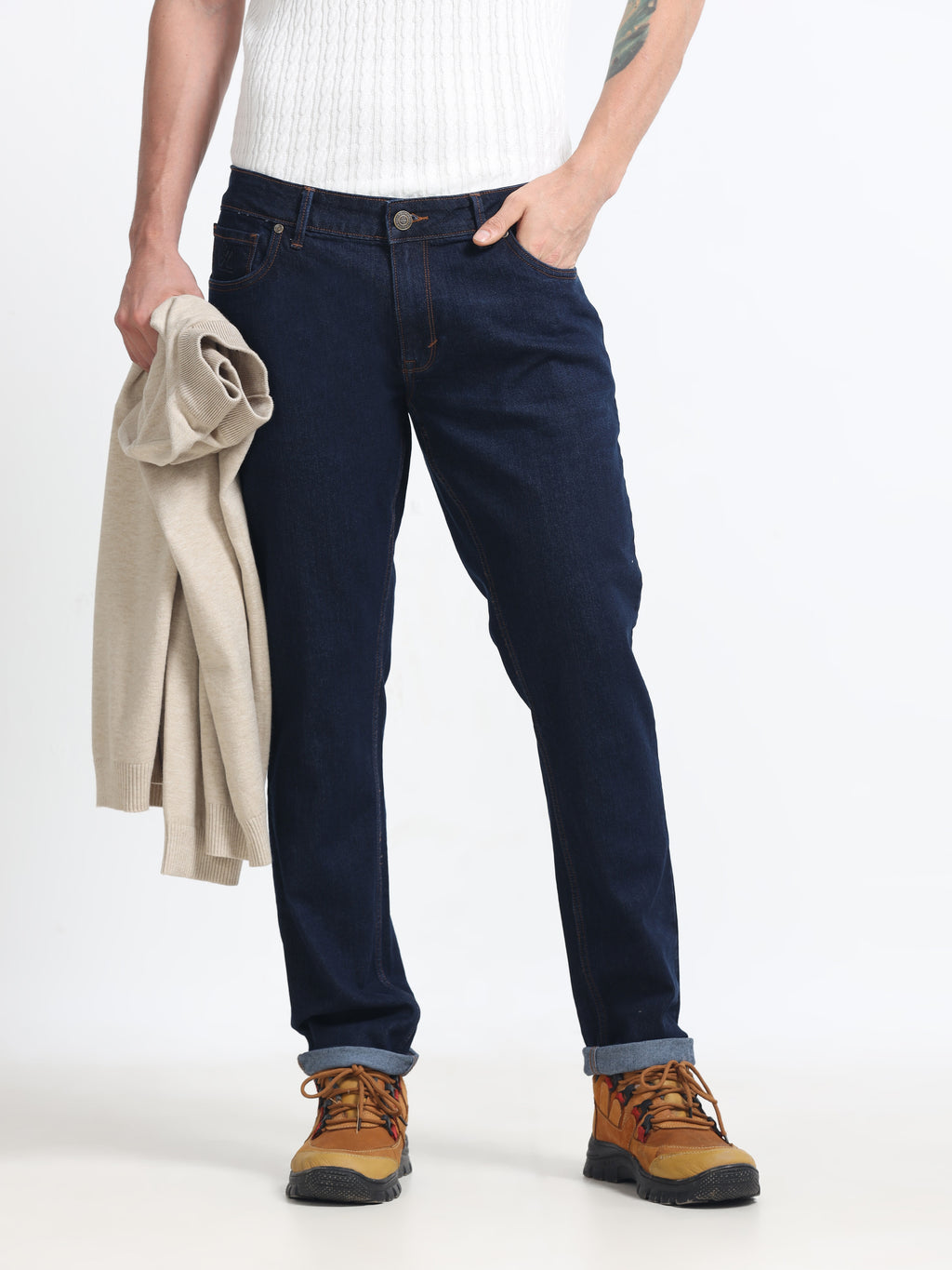 Men - Navy Blue - Slim Fit - Denim Pant