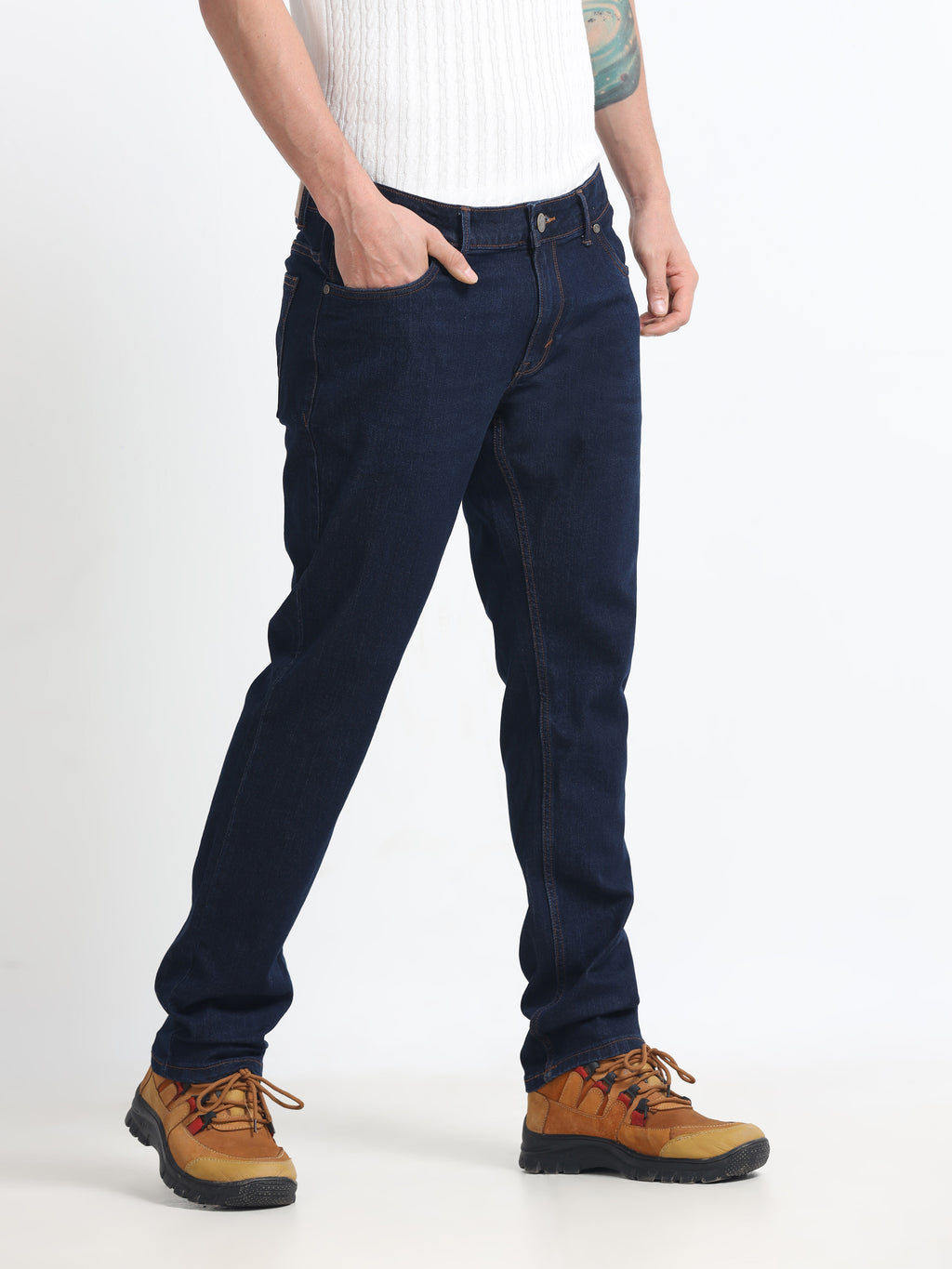 Men - Navy Blue - Slim Fit - Denim Pant