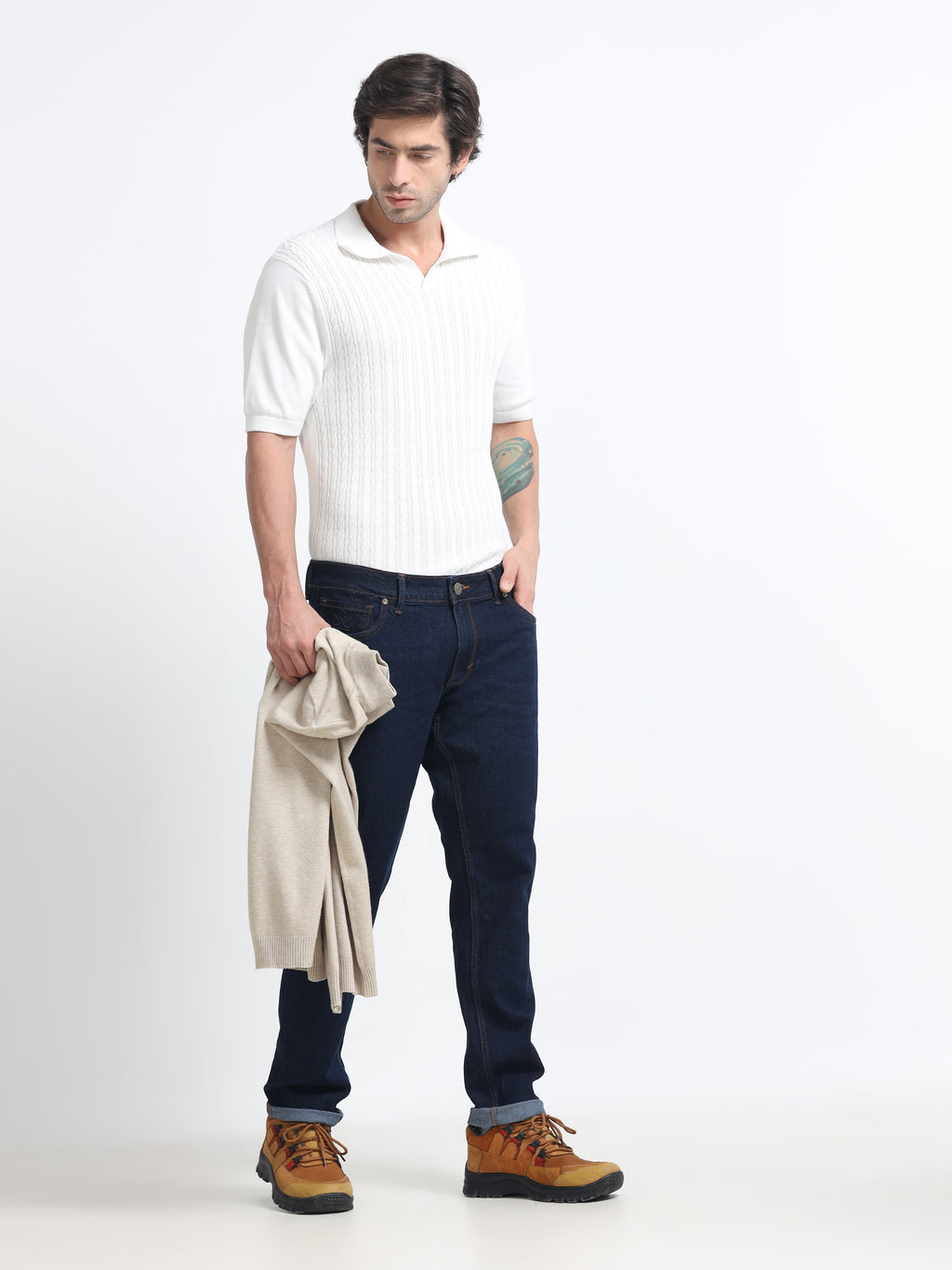 Men - Navy Blue - Slim Fit - Denim Pant
