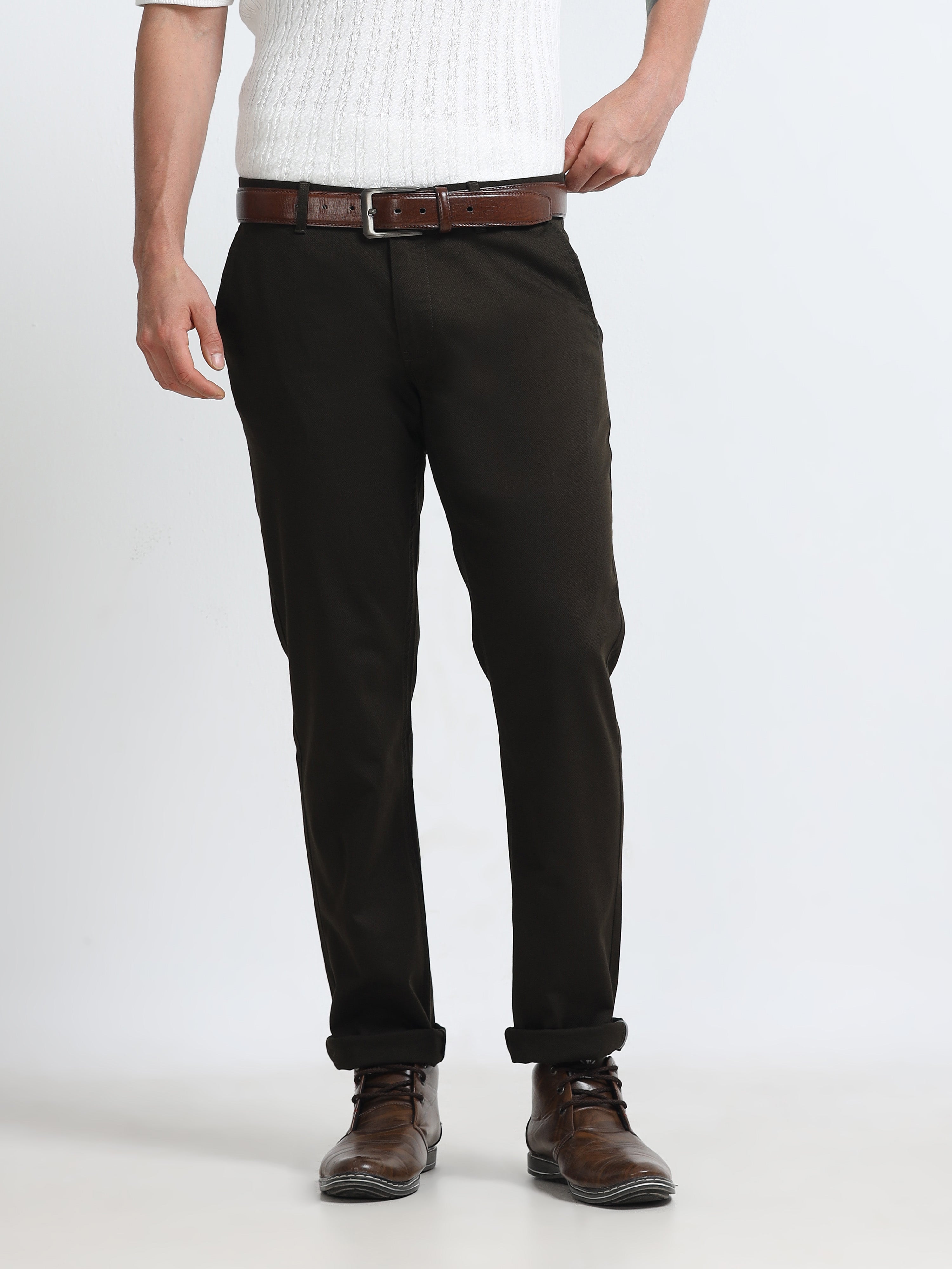 Men - Cement Grey - Slim Fit - Formal Trouser