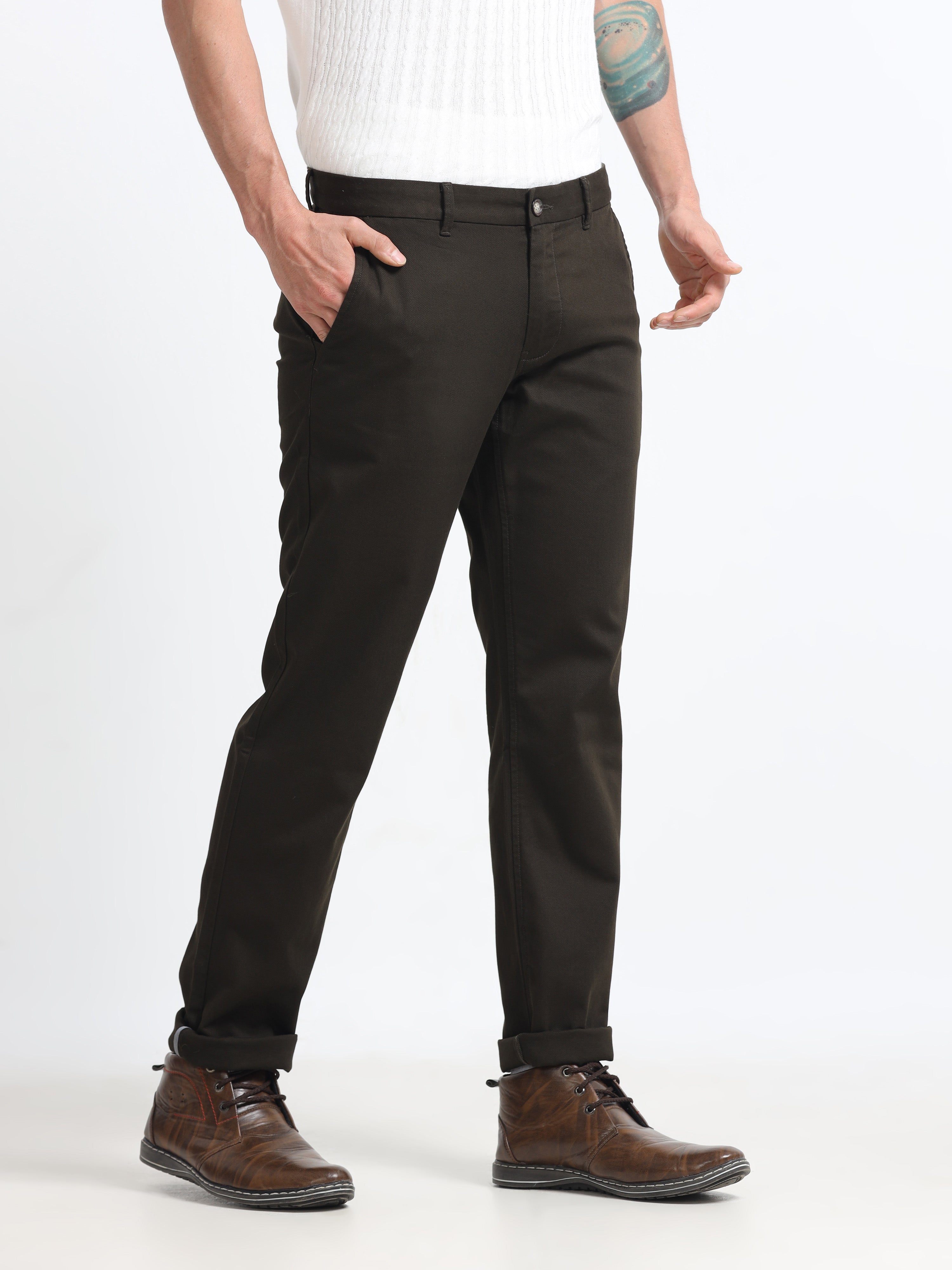 Men - Cement Grey - Slim Fit - Formal Trouser