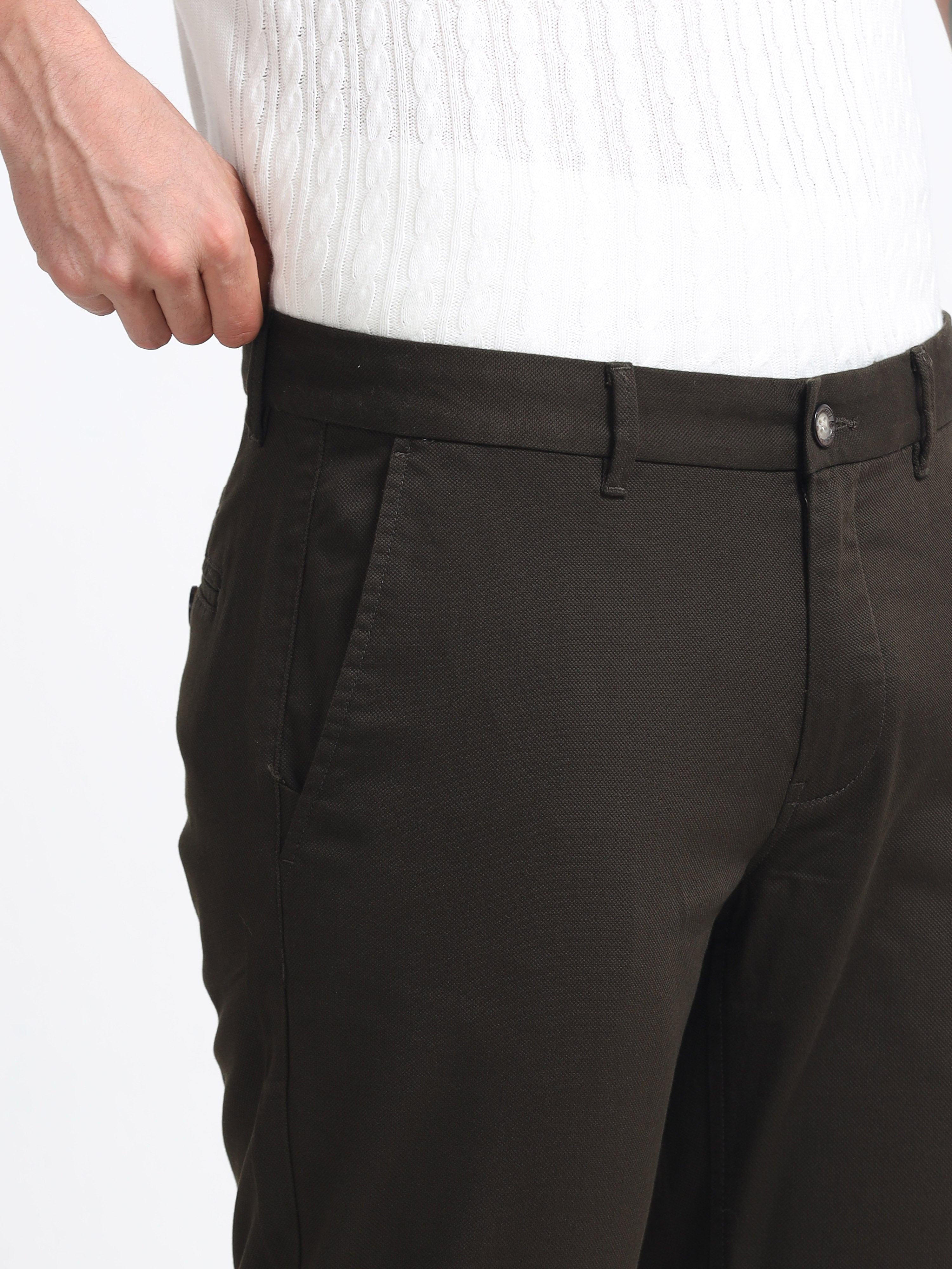 Men - Cement Grey - Slim Fit - Formal Trouser