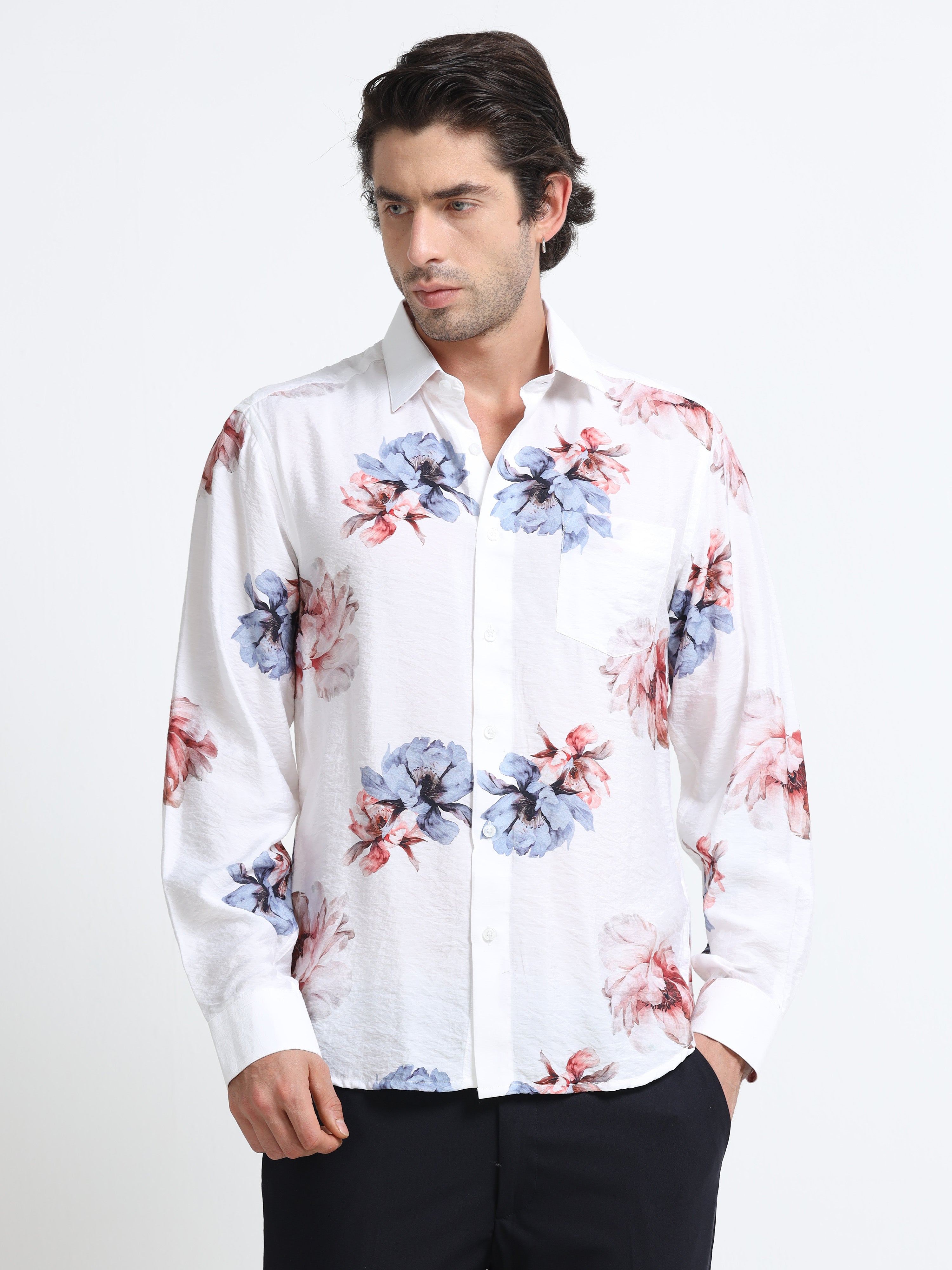 Men - Red Pink - Slim Fit - Printed Shirt