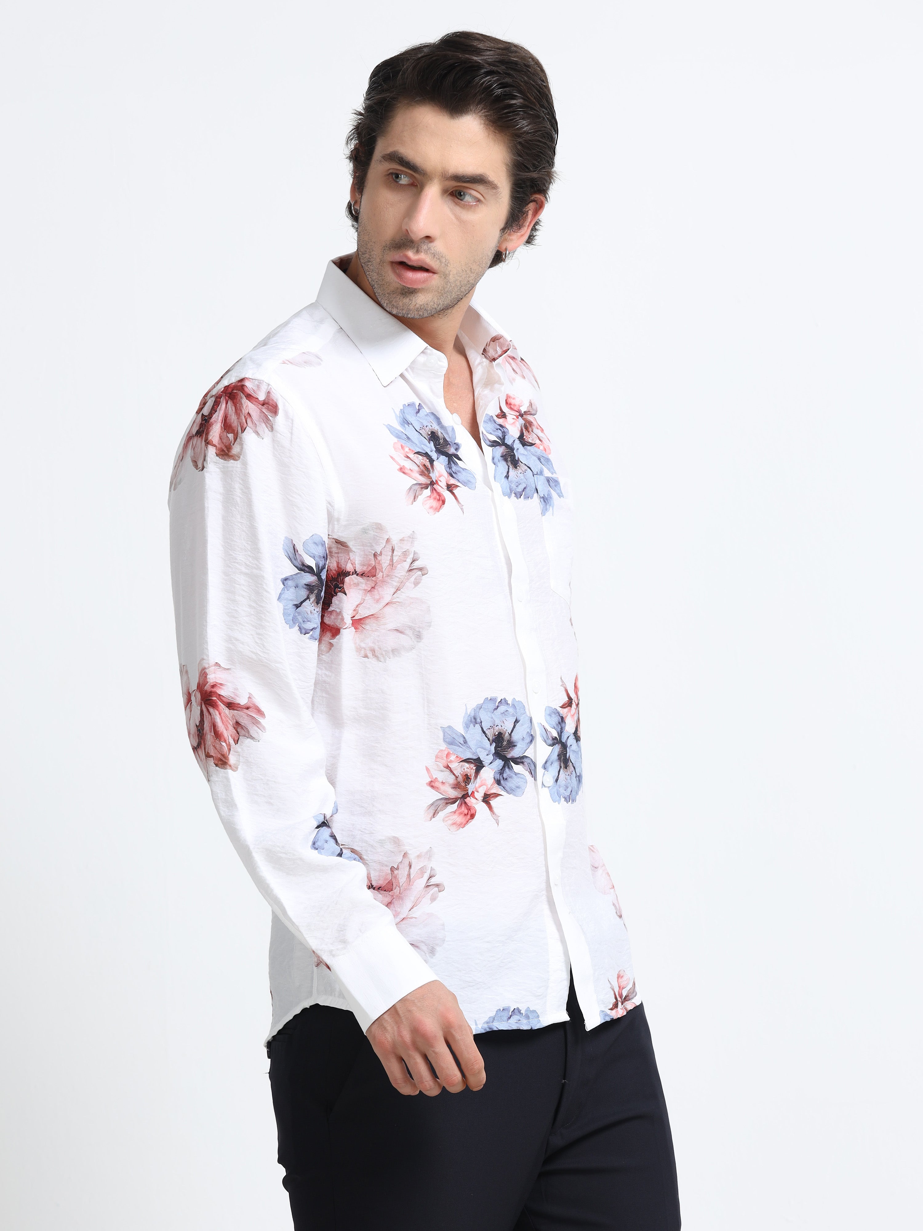 Men - Red Pink - Slim Fit - Printed Shirt
