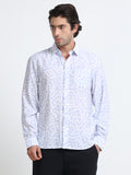 Men - Sky Blue - Slim Fit - Printed Shirt