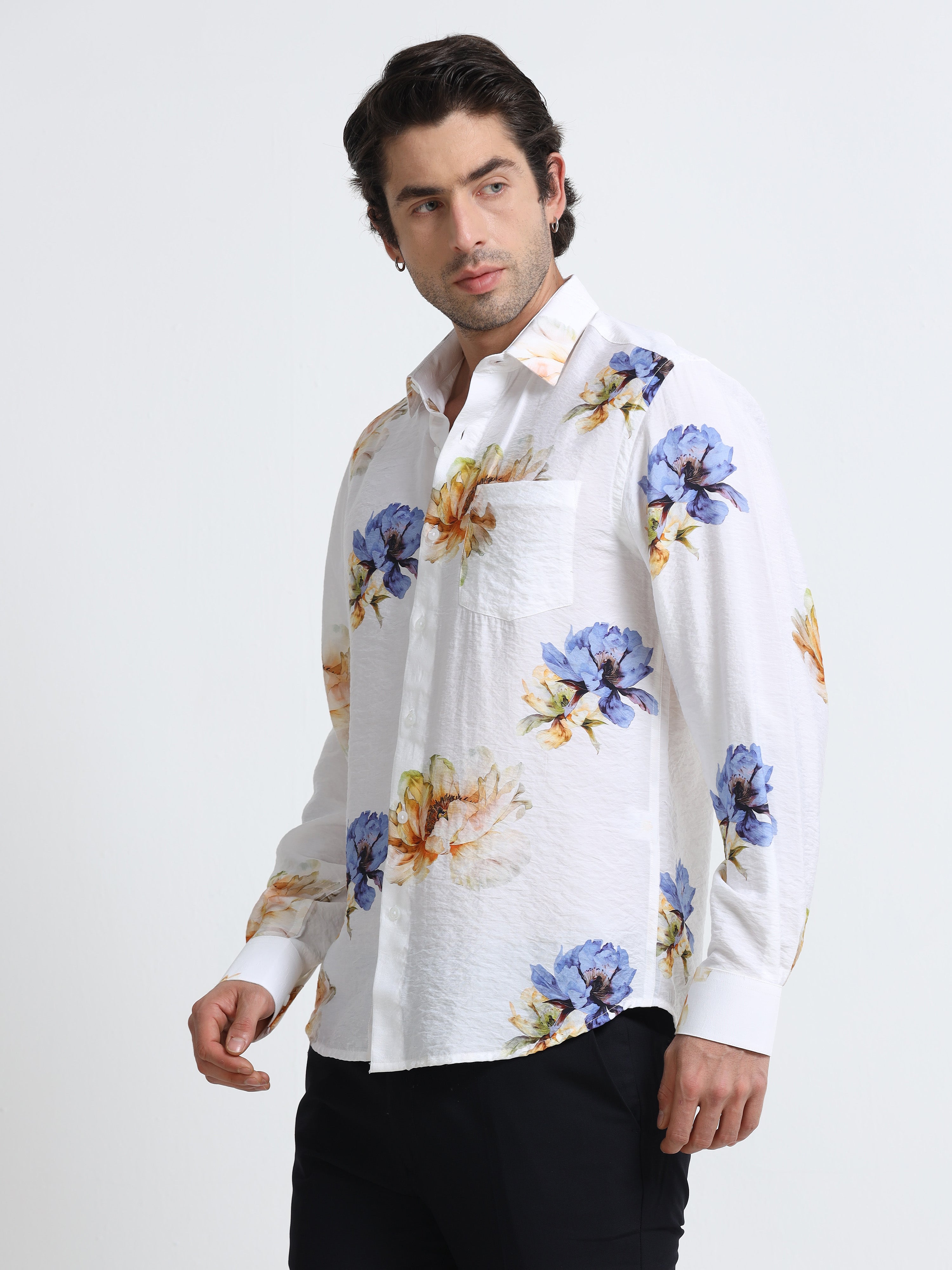 Men - Green Yellow - Slim Fit - Printed Shirt