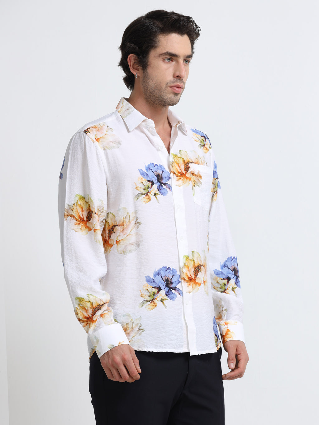 Men - Green Yellow - Slim Fit - Printed Shirt
