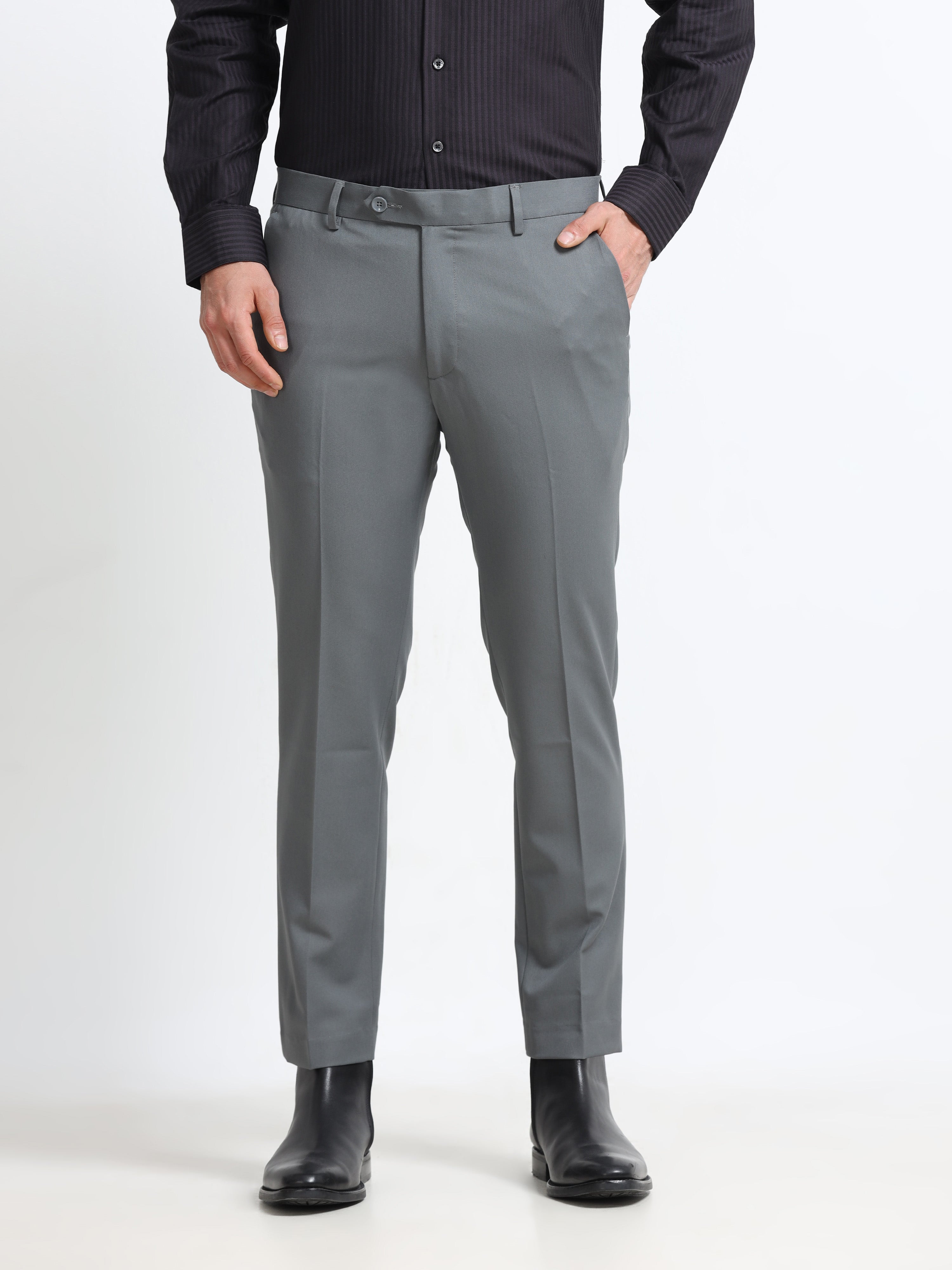 Men - Elephant Grey - Ankle Fit - Formal Trouser