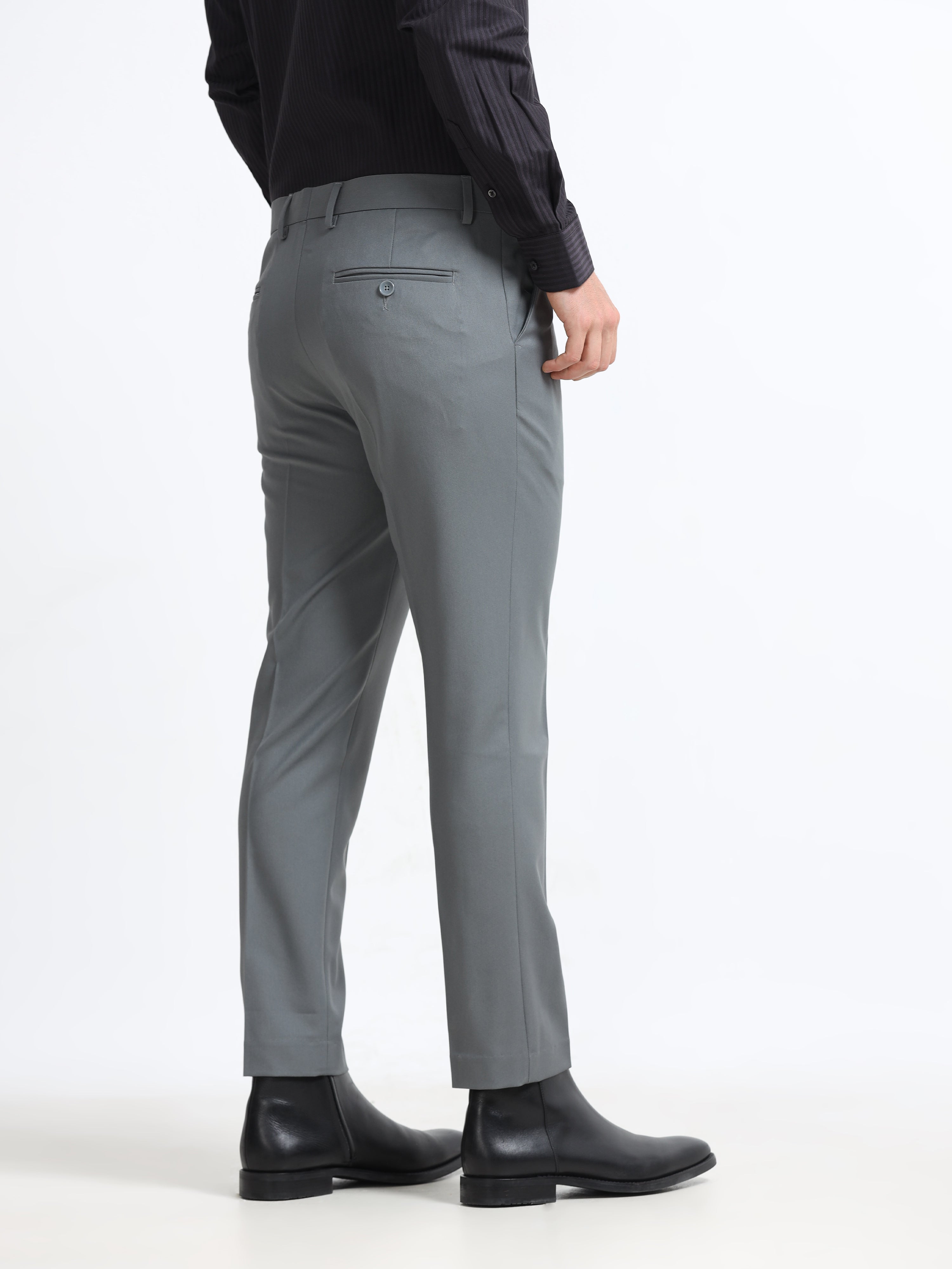 Men - Elephant Grey - Ankle Fit - Formal Trouser