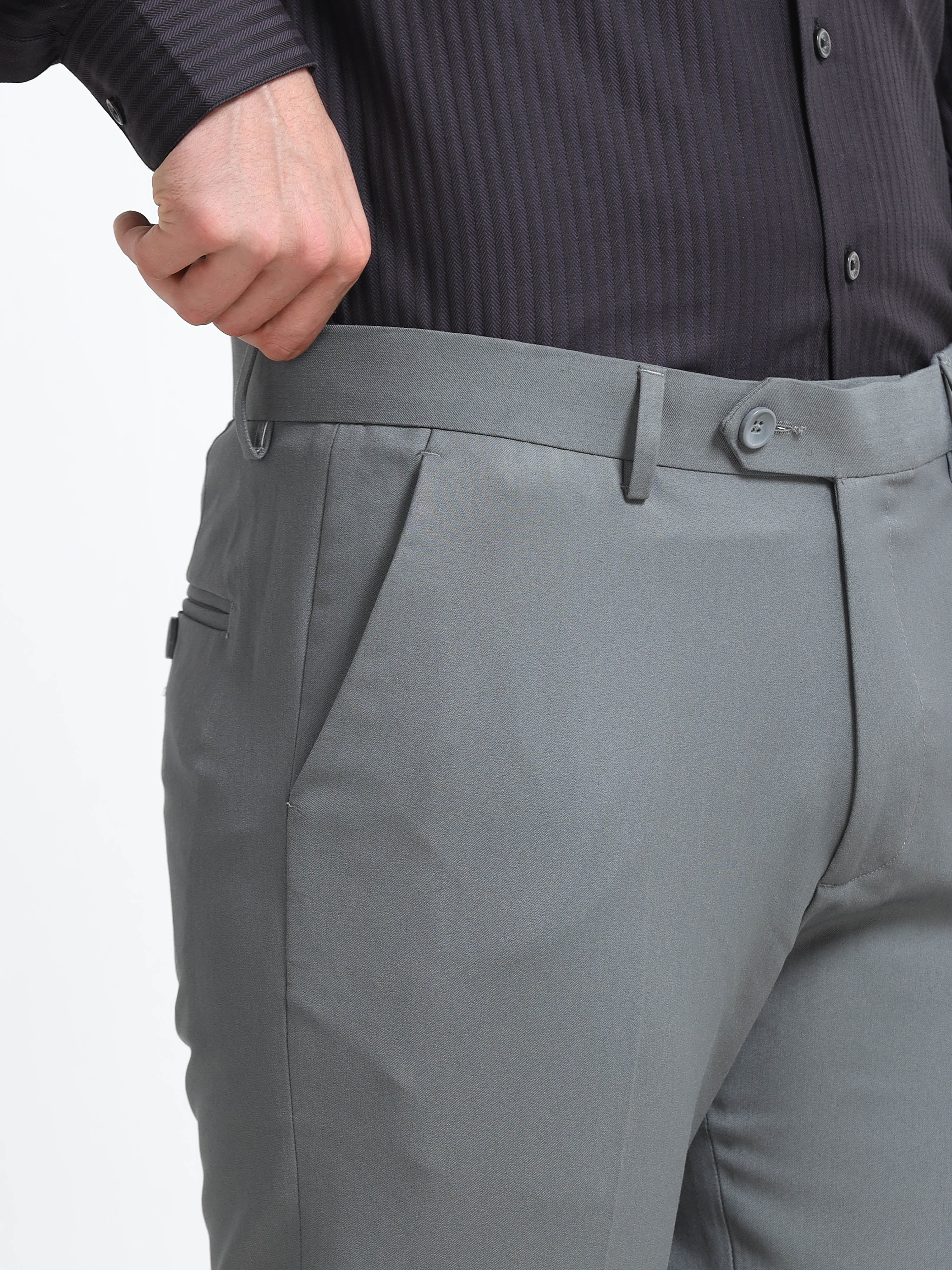 Men - Elephant Grey - Ankle Fit - Formal Trouser