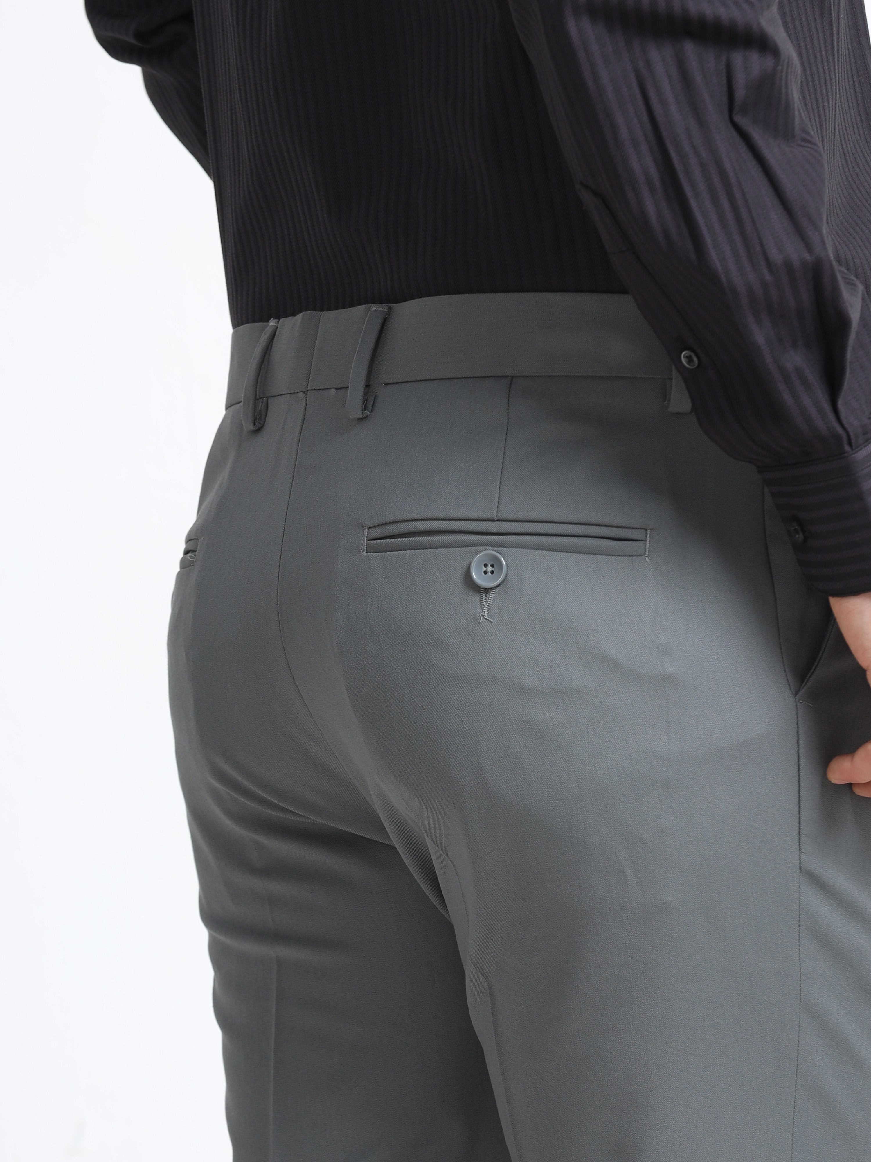 Men - Elephant Grey - Ankle Fit - Formal Trouser