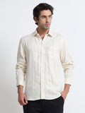 Ivory Tectonic Jacquard Textured Stripe Shirt