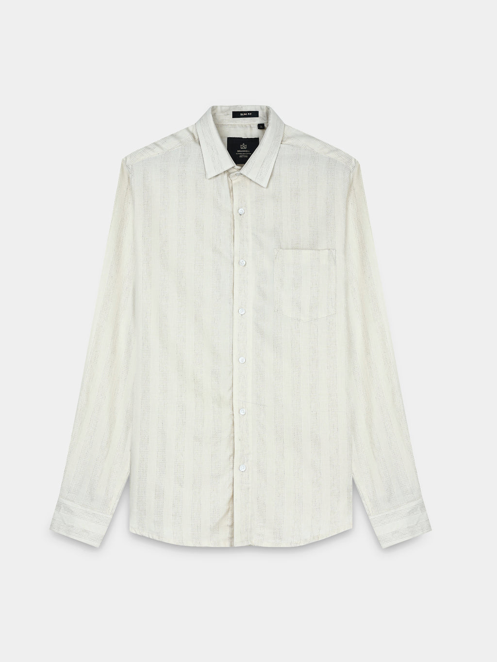 Ivory Tectonic Jacquard Textured Stripe Shirt