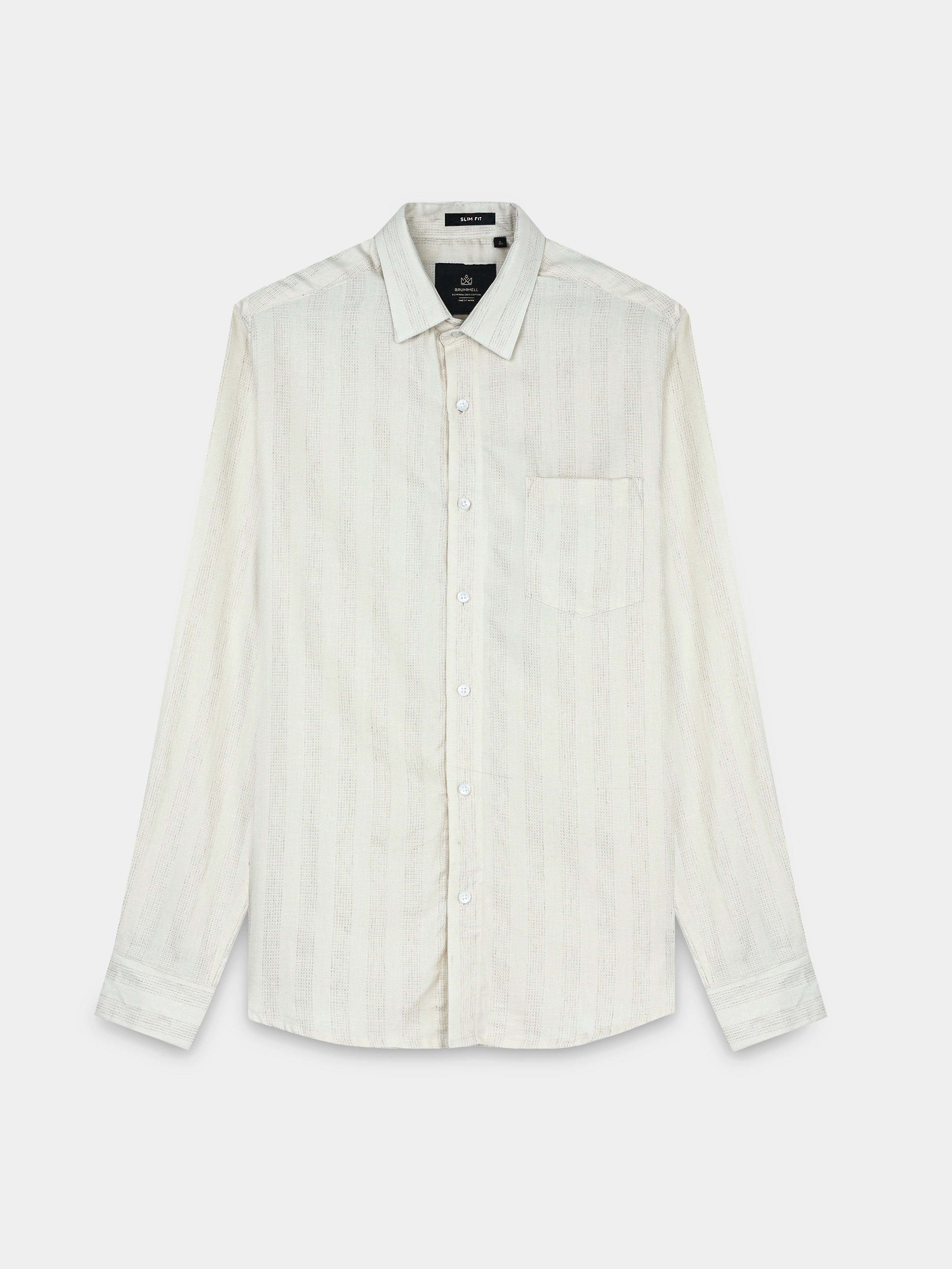 Ivory Tectonic Jacquard Textured Stripe Shirt