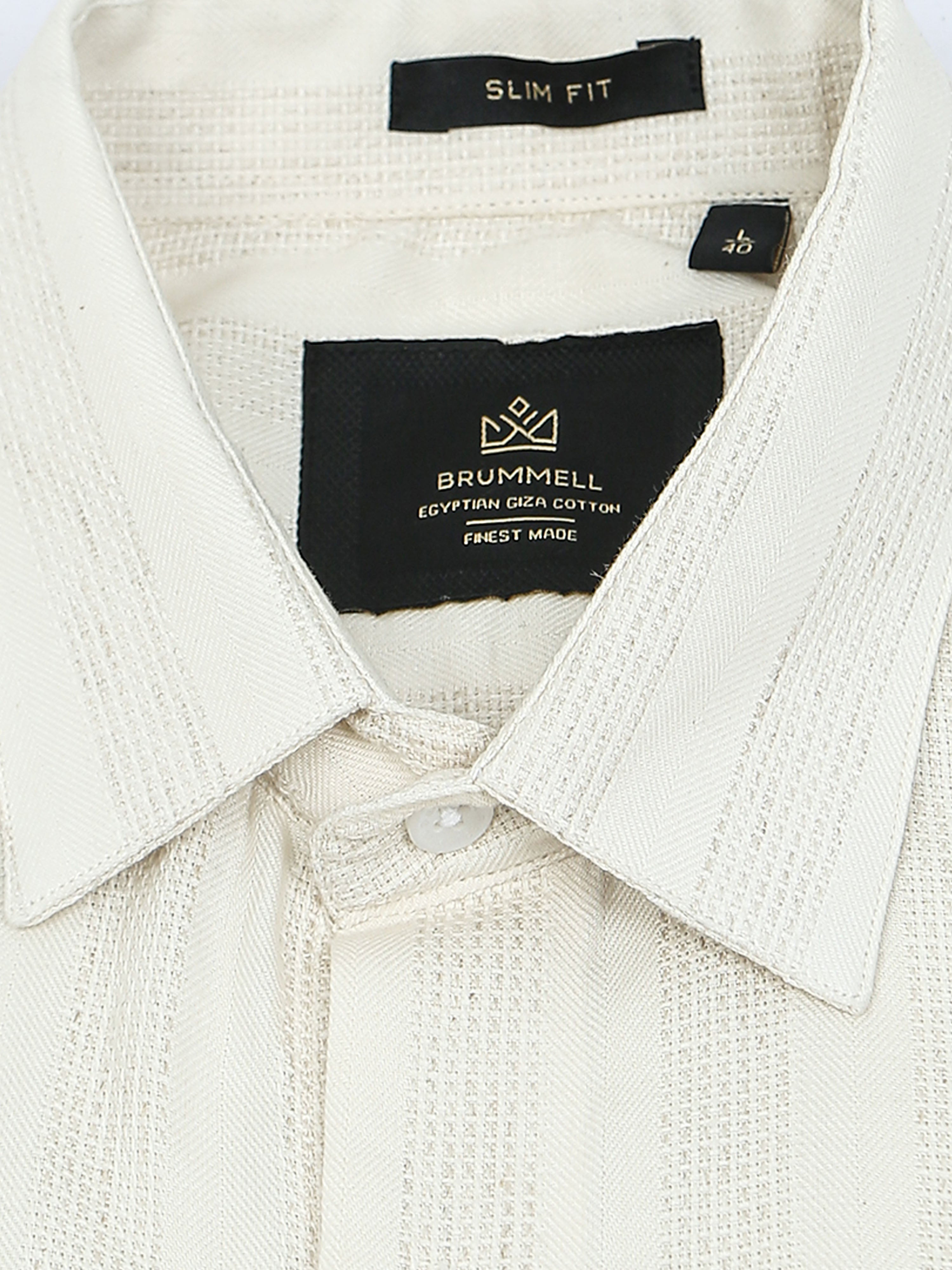 Ivory Tectonic Jacquard Textured Stripe Shirt
