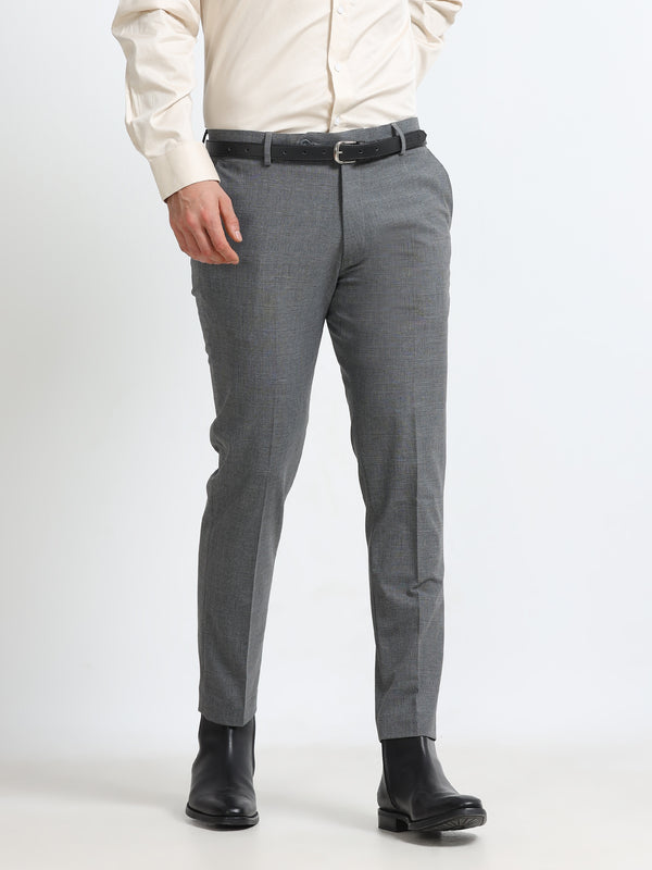 Men - Gray Checks - Ankle Fit - Formal Trouser