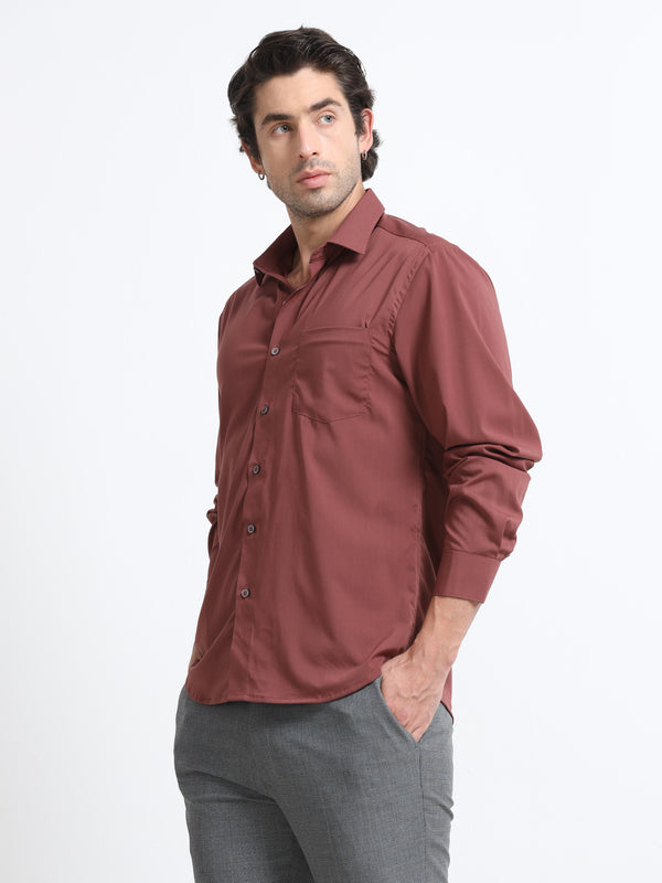 Men Rust Slim Fit Formal Shirt - Giza Cotton
