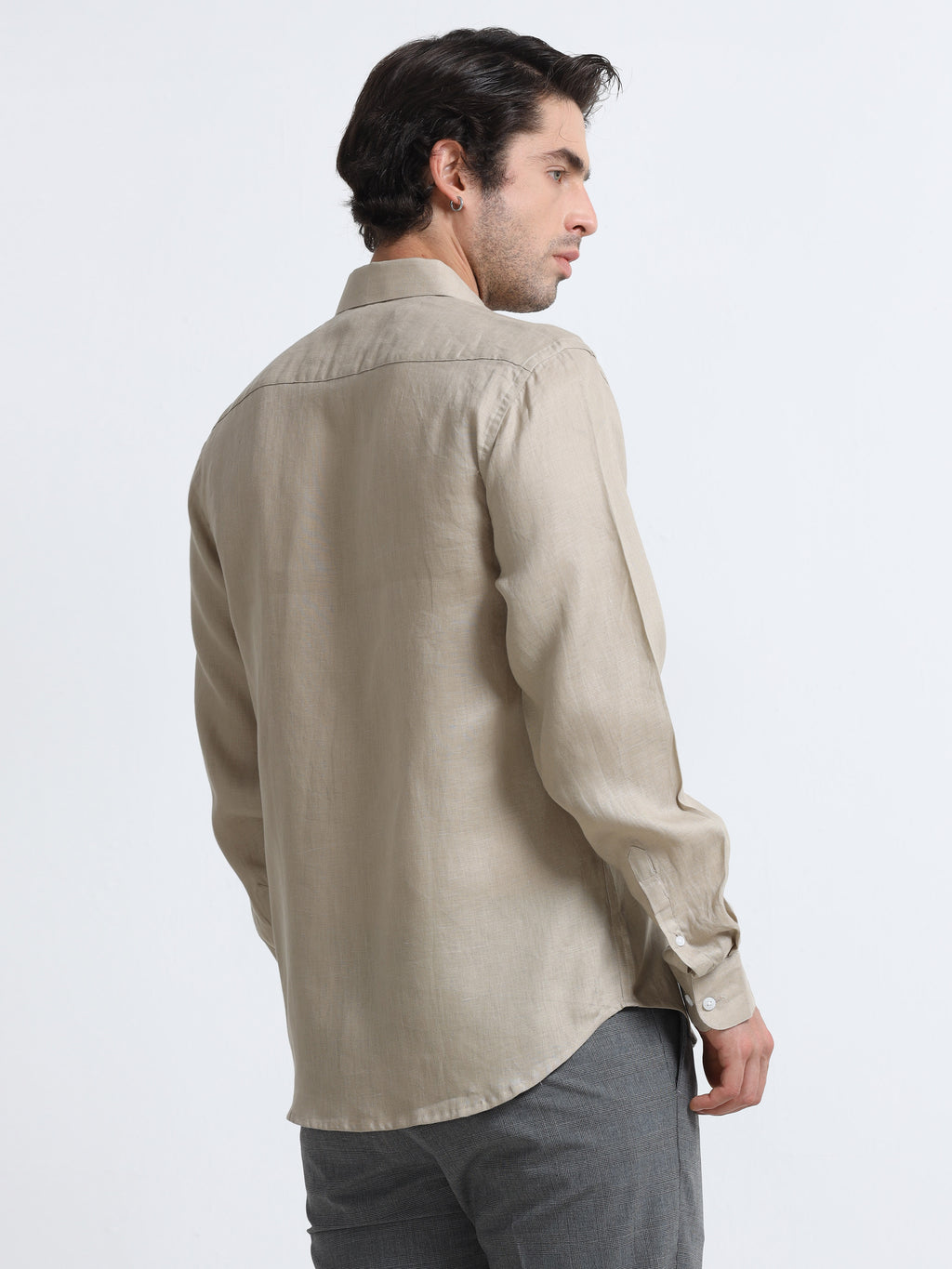 Men Skin Slim Fit Refined Plain Casual Shirt - Linen