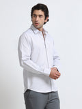 Men - White - Slim Fit - Textured Formal Shirt