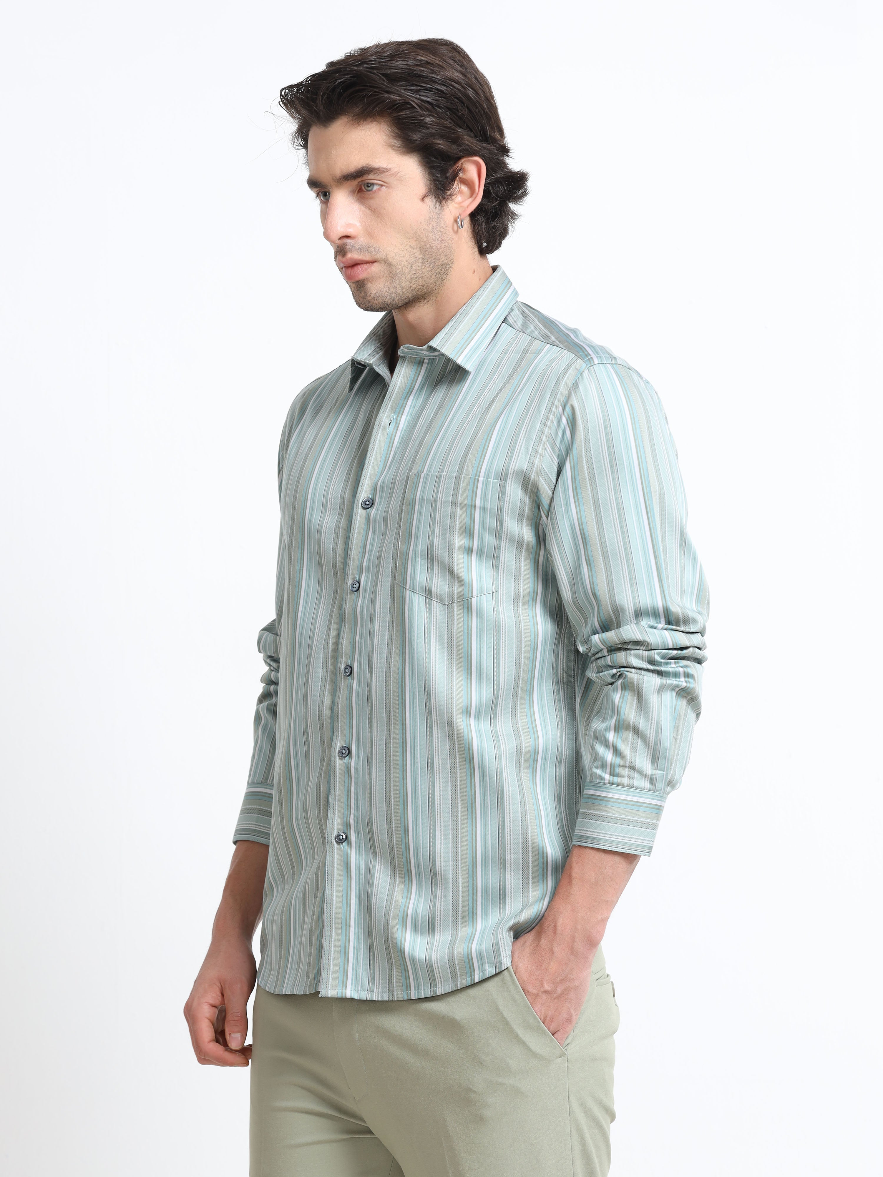 Men - Mint - Slim Fit - Textured - Formal Shirt