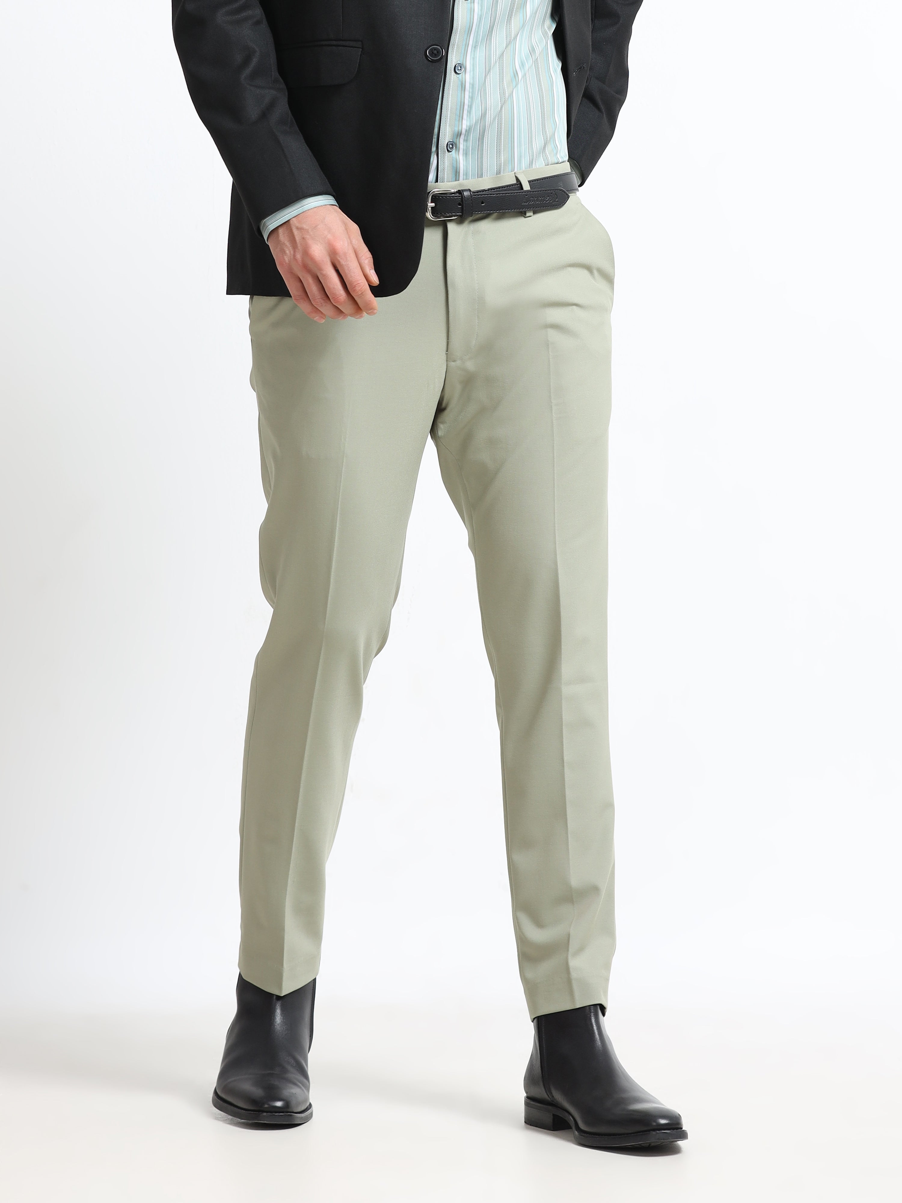 Men - Pista Green - Ankle Fit - Formal Trouser