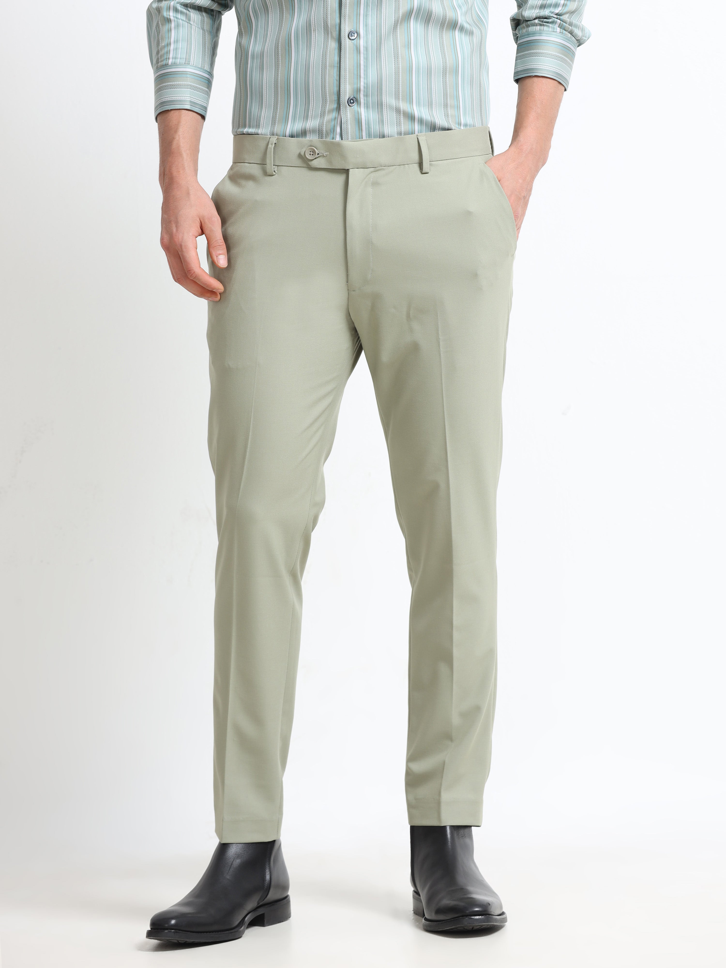 Men - Pista Green - Ankle Fit - Formal Trouser