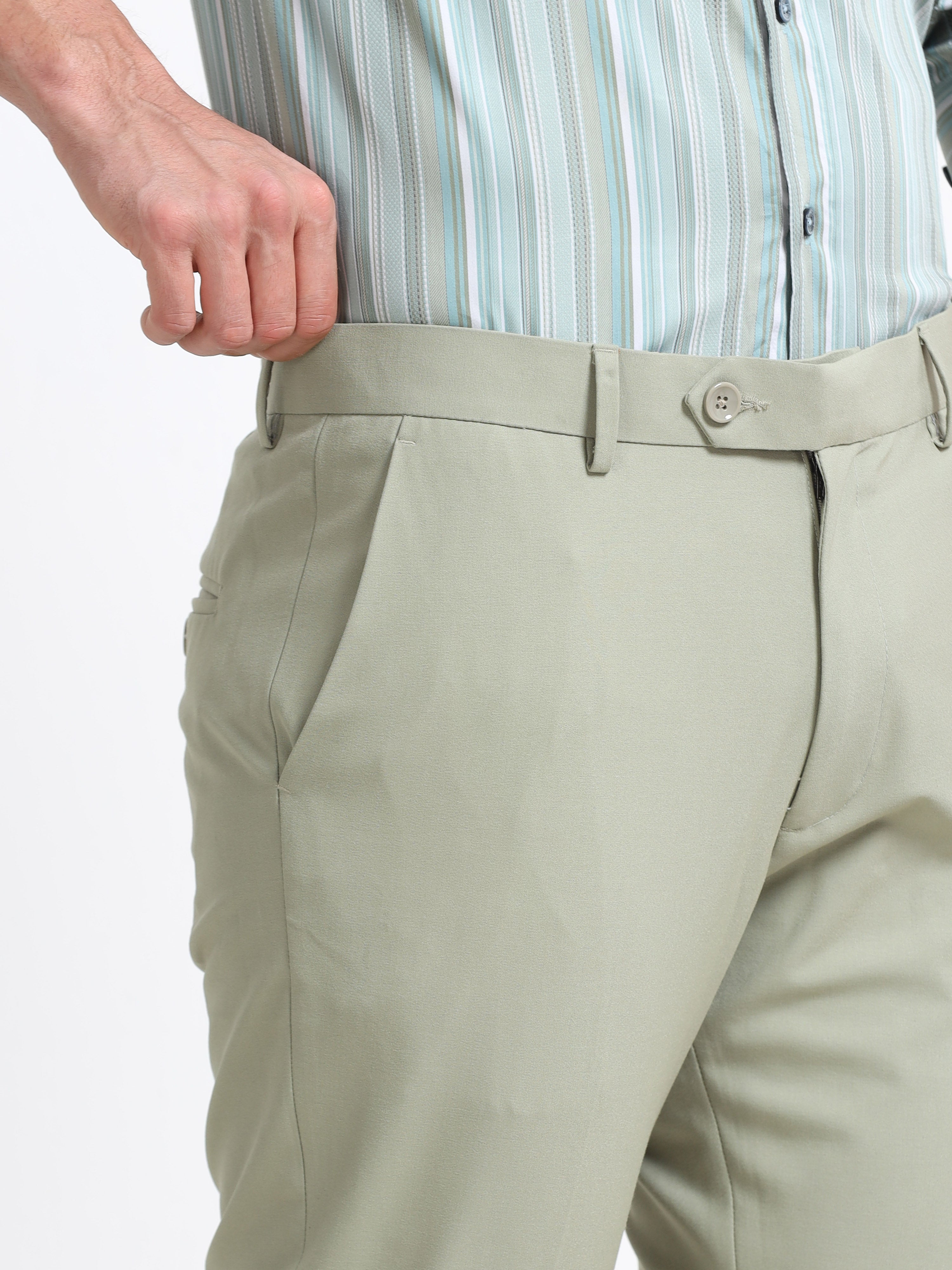 Men - Pista Green - Ankle Fit - Formal Trouser