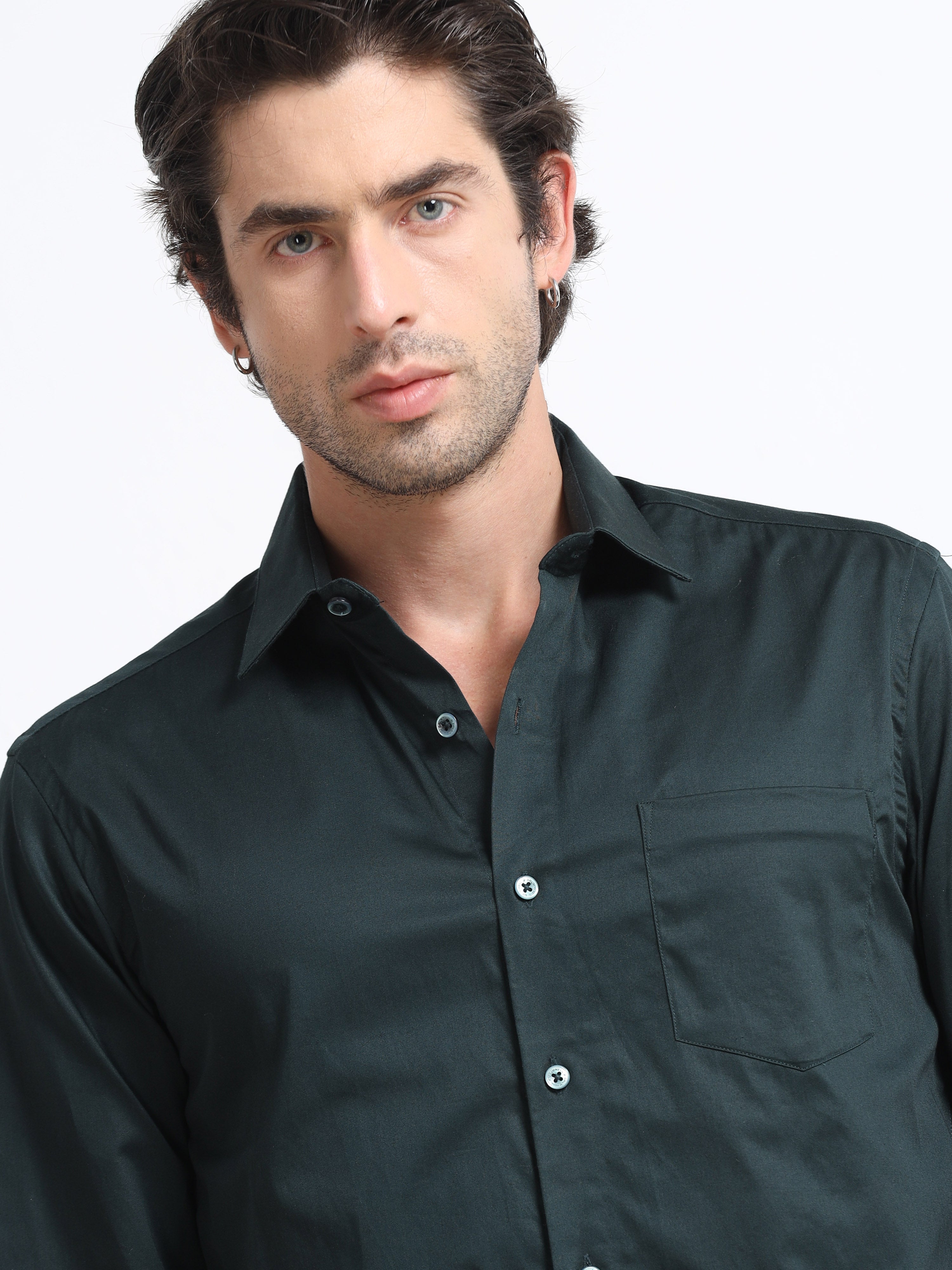 Men - Bottle Green - Slim Flit - Formal Shirt