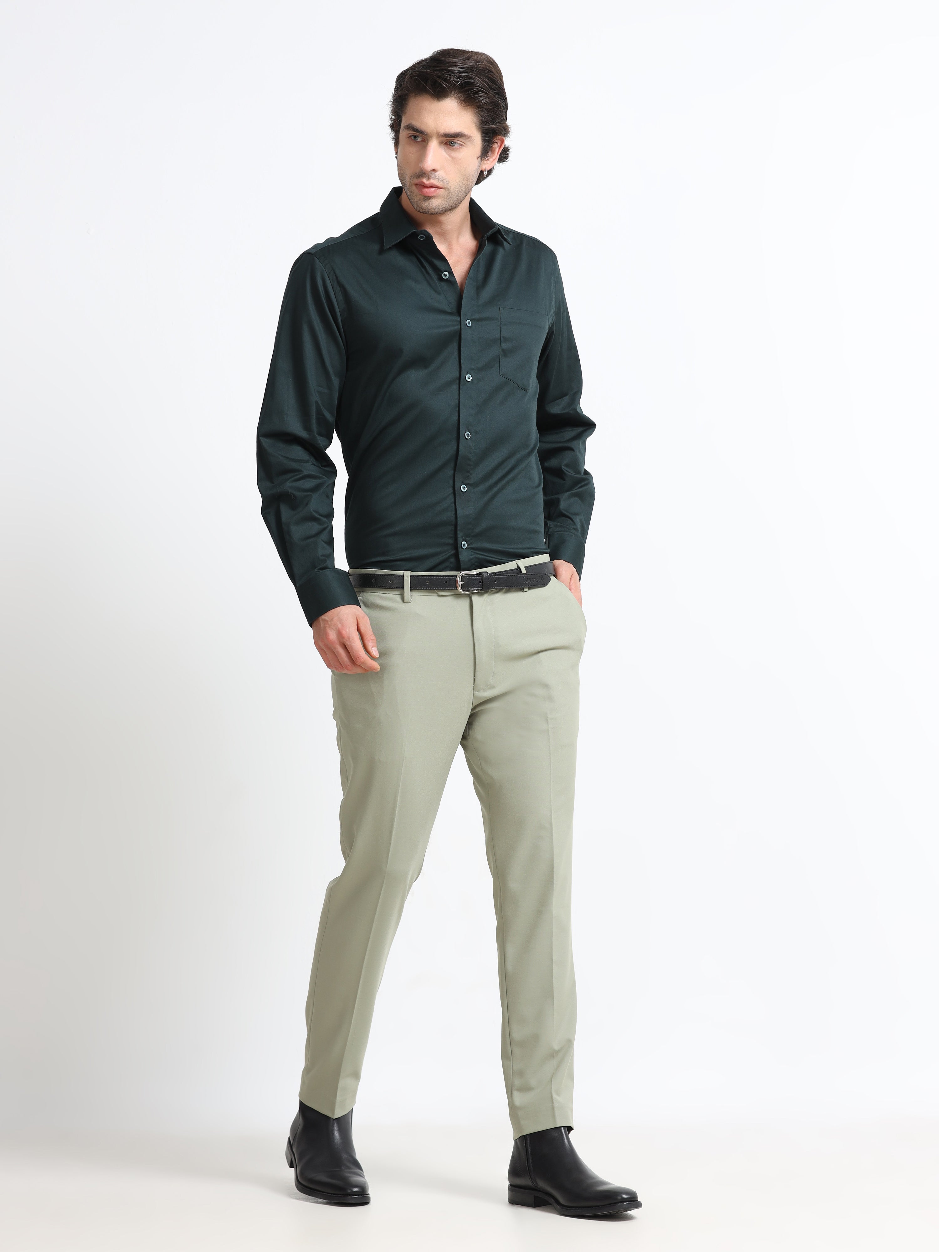 Men - Bottle Green - Slim Flit - Formal Shirt