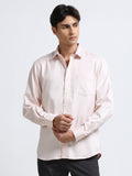 Men - Peach - Slim Fit - Textured Formal Shirt