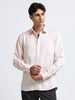 Men - Peach - Slim Fit - Textured Formal Shirt