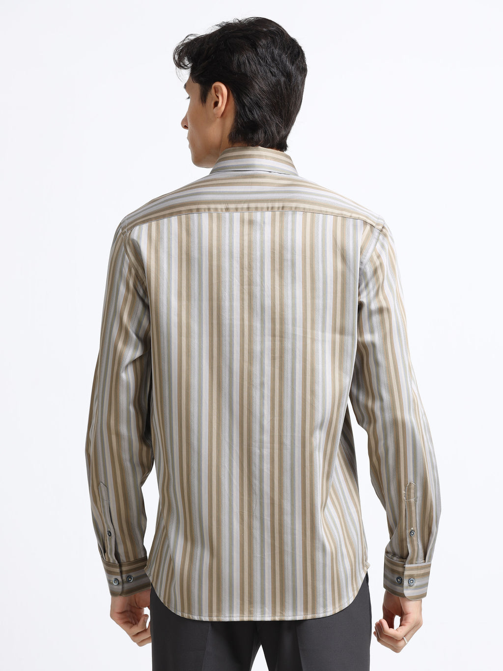 Men - Cement Gray - Slim Fit - Textured Formal Shirt