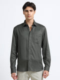 Men - Dark Green - Slim Fit - Textured - Formal Shirt