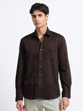 Men - Brown - Slim Fit - Solid Formal Shirt