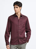 Men - Maroon - Slim Fit - Textured Formal Shirt