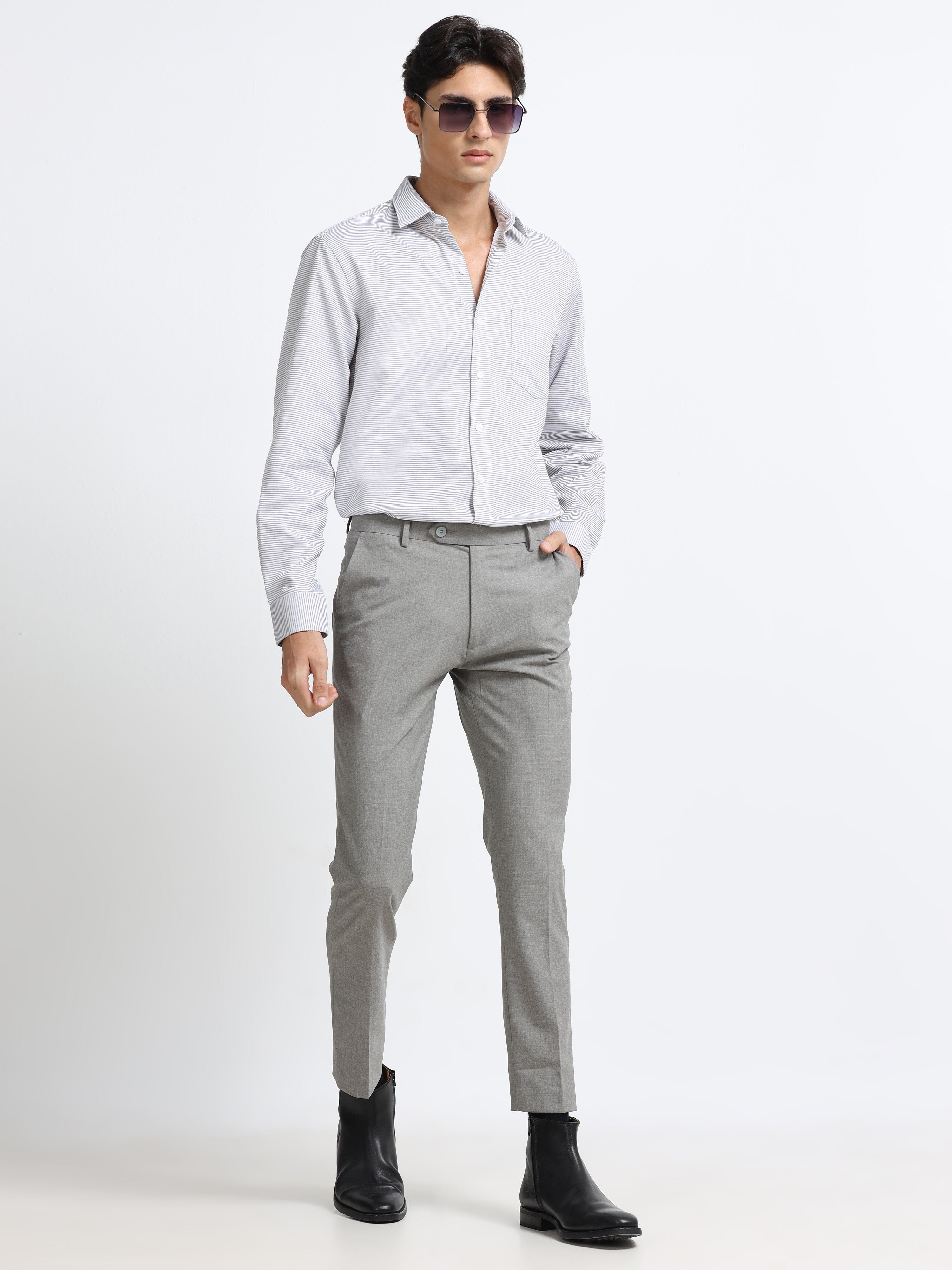 Men - Cement Gray - Ankel Fit - Formal Trouser