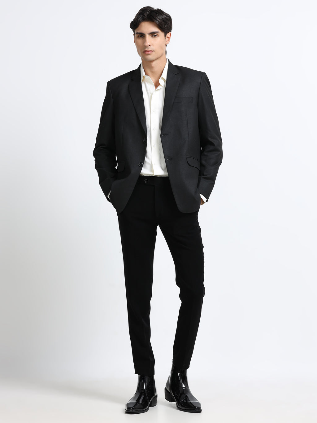 Men - Cream - Slim Fit - Textured Formal Shirt