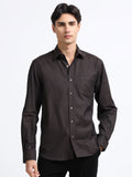 Men - Brown - Slim Fit - Textured Formal Shirt
