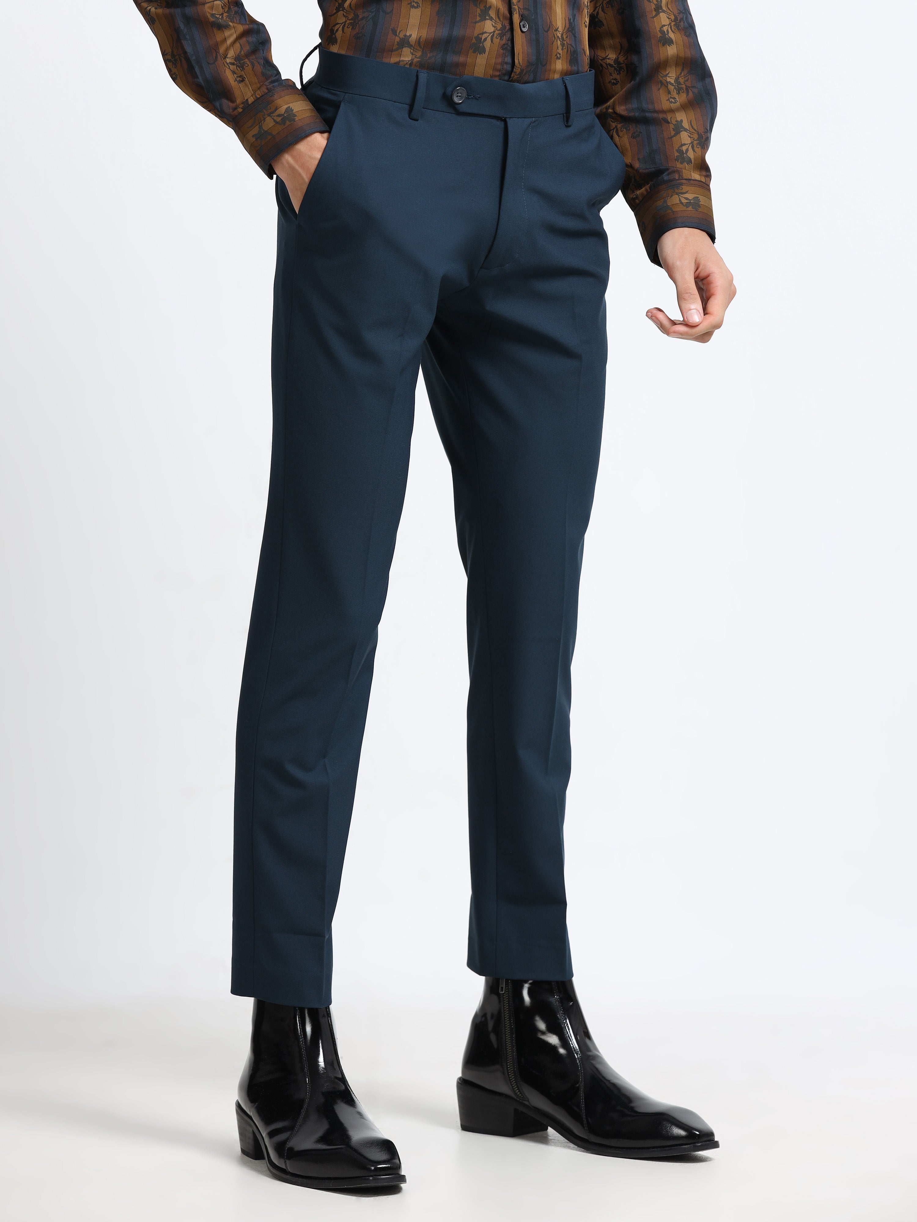 Men - Blue - Ankel Fit - Formal Trouser