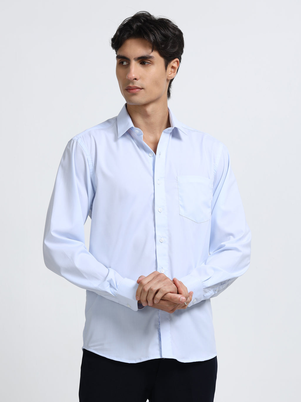Men - Powder Blue - Slim Fit - Formal Shirt