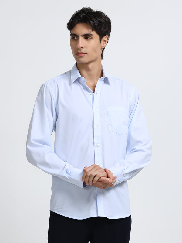 Men - Powder Blue - Slim Fit - Formal Shirt