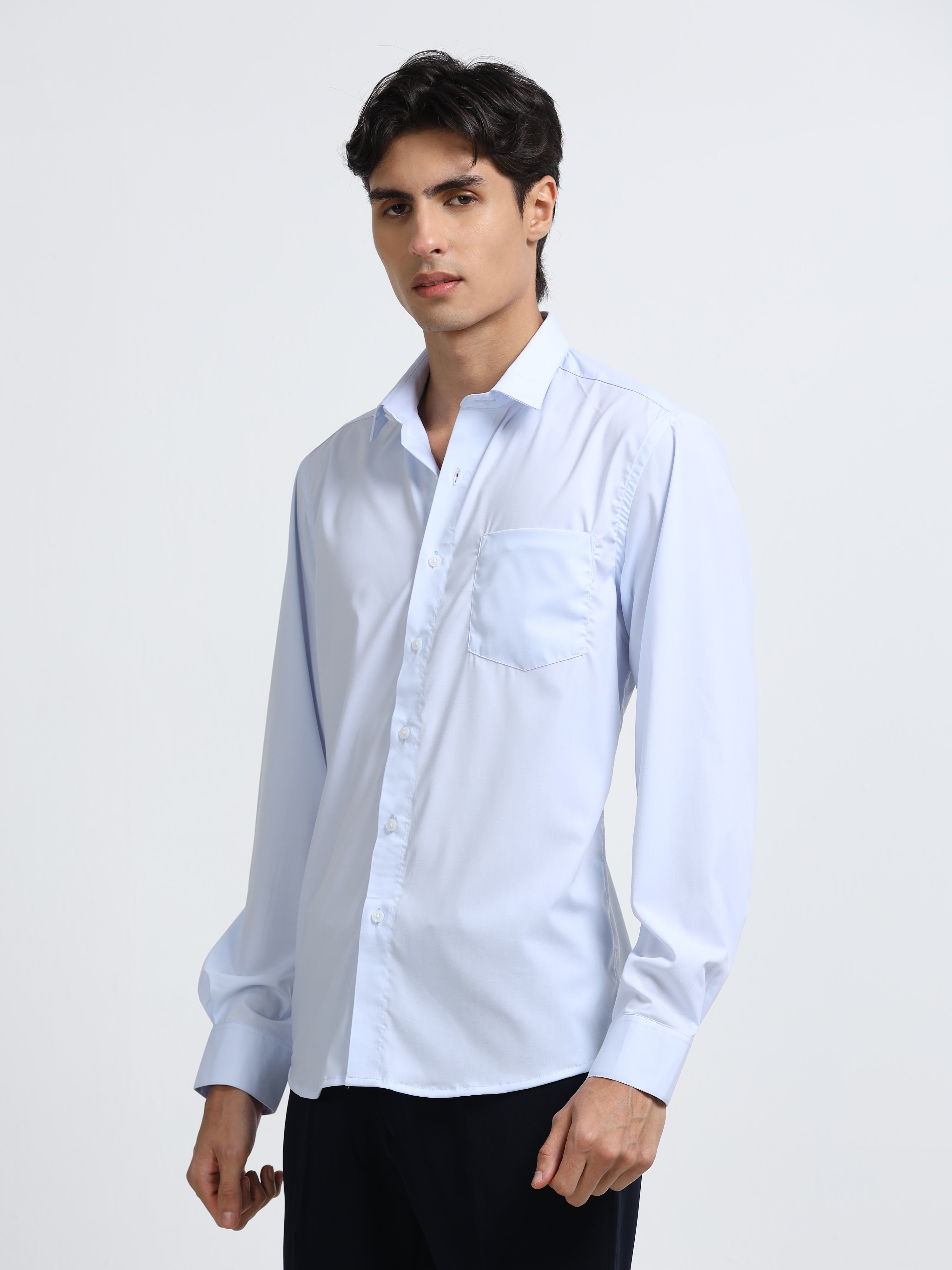 Men - Powder Blue - Slim Fit - Formal Shirt